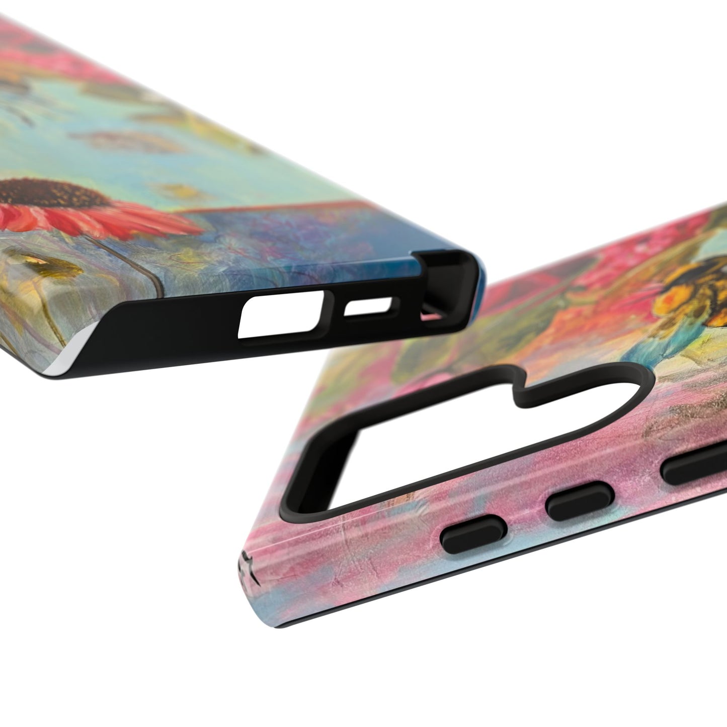 Whispering Necter - Tough Cases, Cute Phone Cover, Nature Lover Gift, Vibrant Floral Design, Bee Art