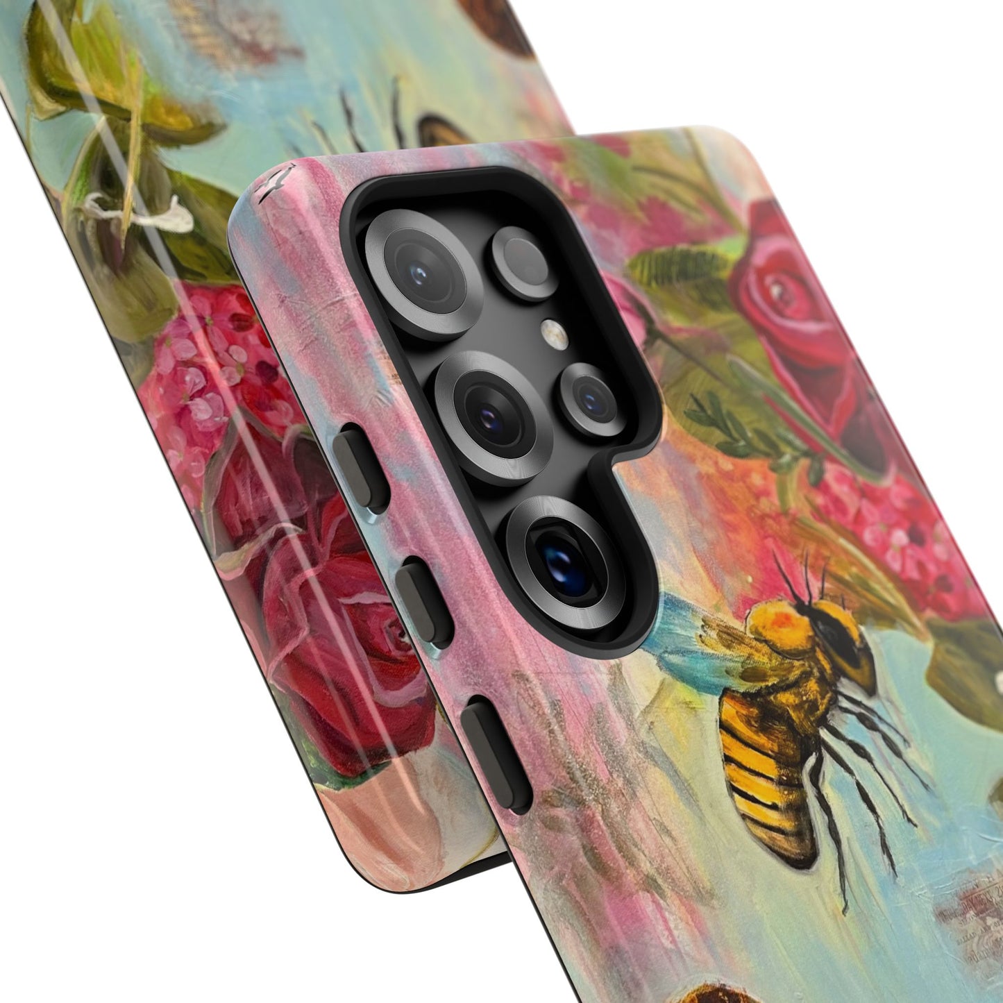 Whispering Necter - Tough Cases, Cute Phone Cover, Nature Lover Gift, Vibrant Floral Design, Bee Art