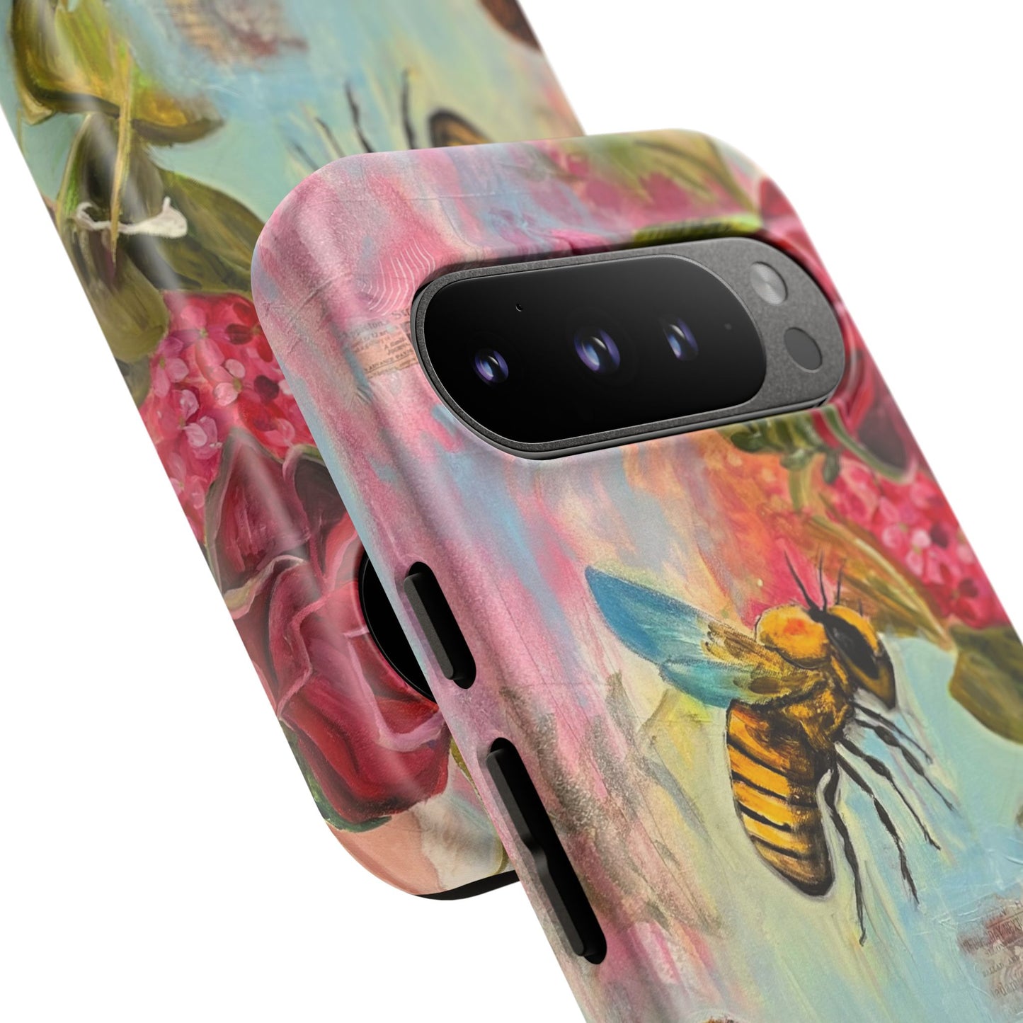 Whispering Necter - Tough Cases, Cute Phone Cover, Nature Lover Gift, Vibrant Floral Design, Bee Art