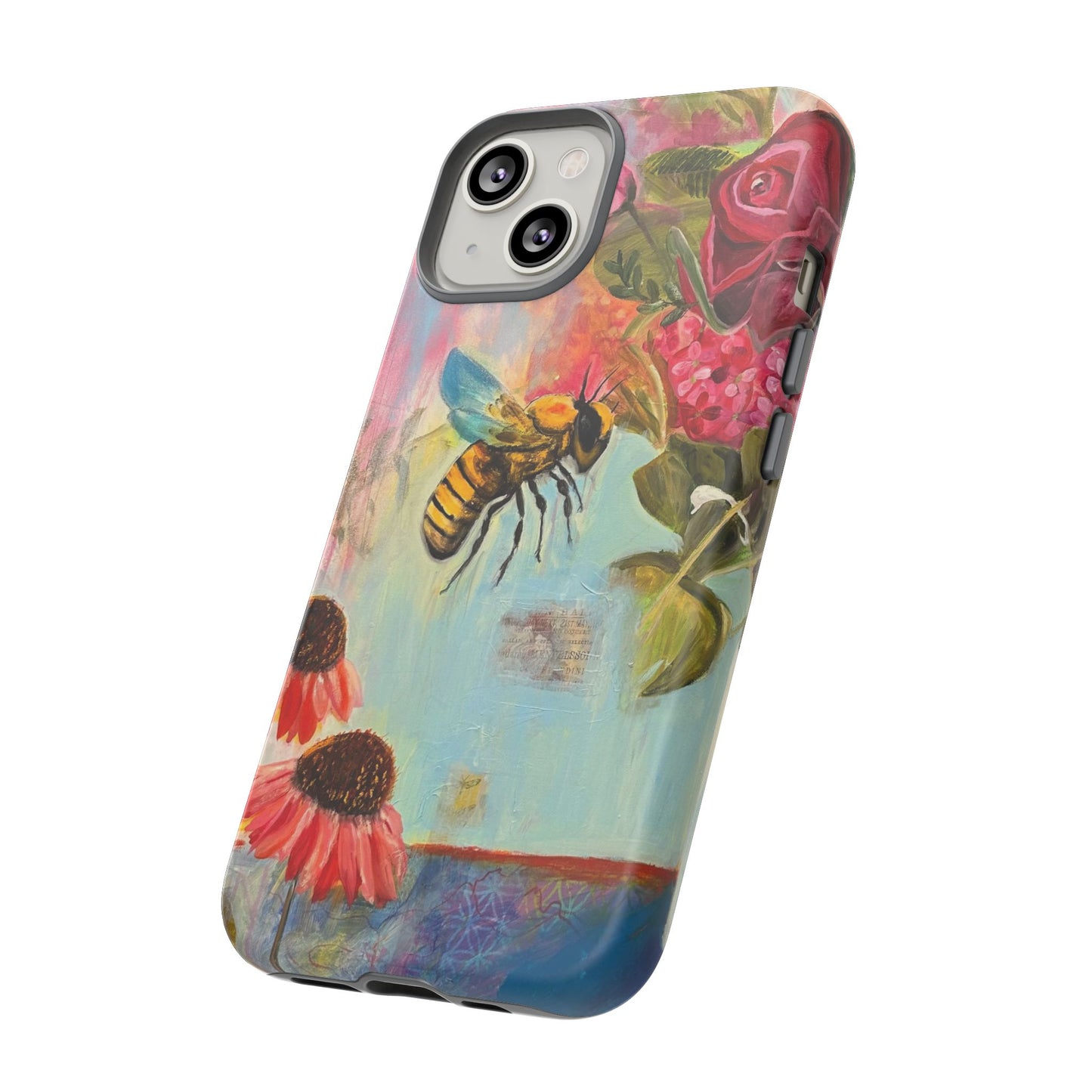 Whispering Necter - Tough Cases, Cute Phone Cover, Nature Lover Gift, Vibrant Floral Design, Bee Art