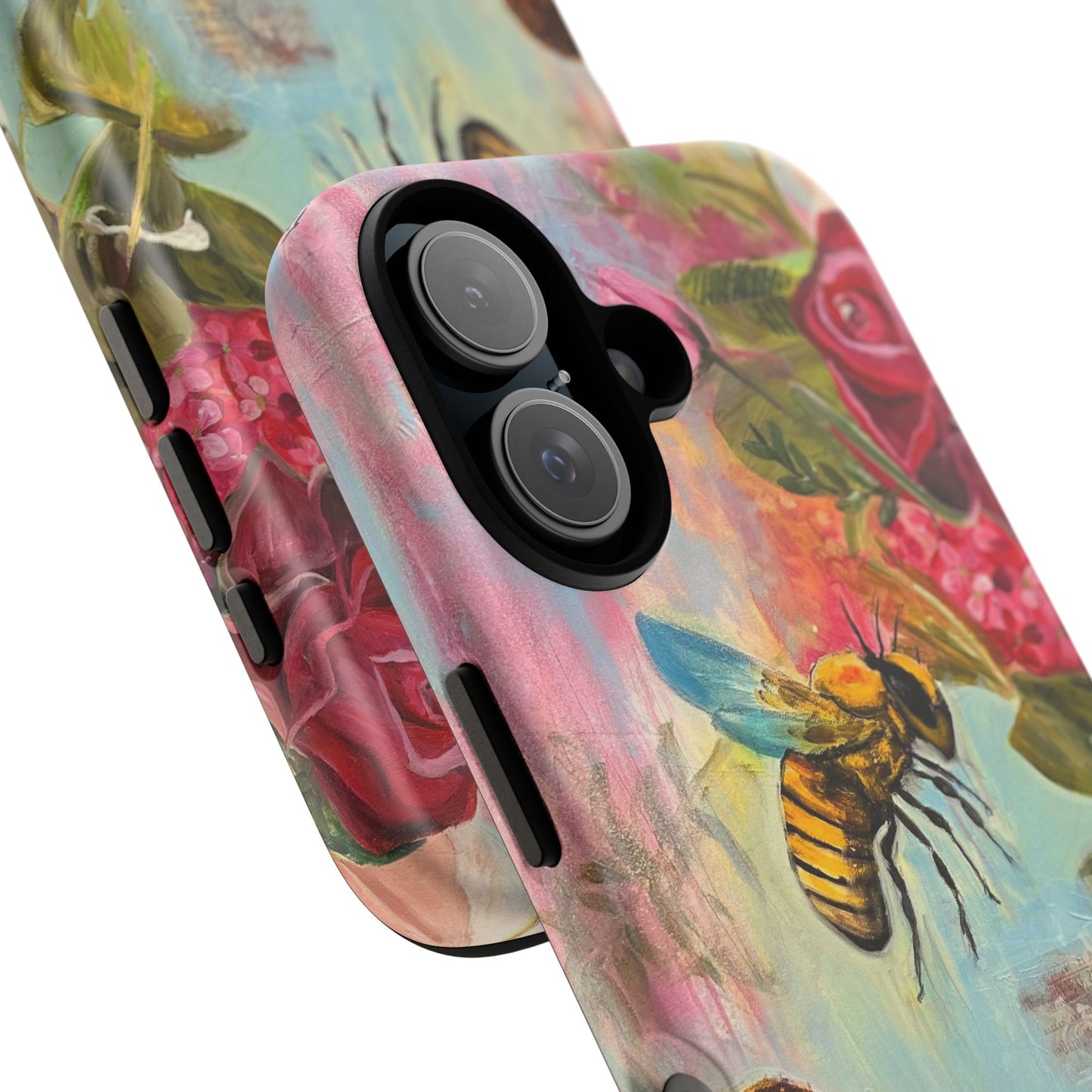 Whispering Necter - Tough Cases, Cute Phone Cover, Nature Lover Gift, Vibrant Floral Design, Bee Art