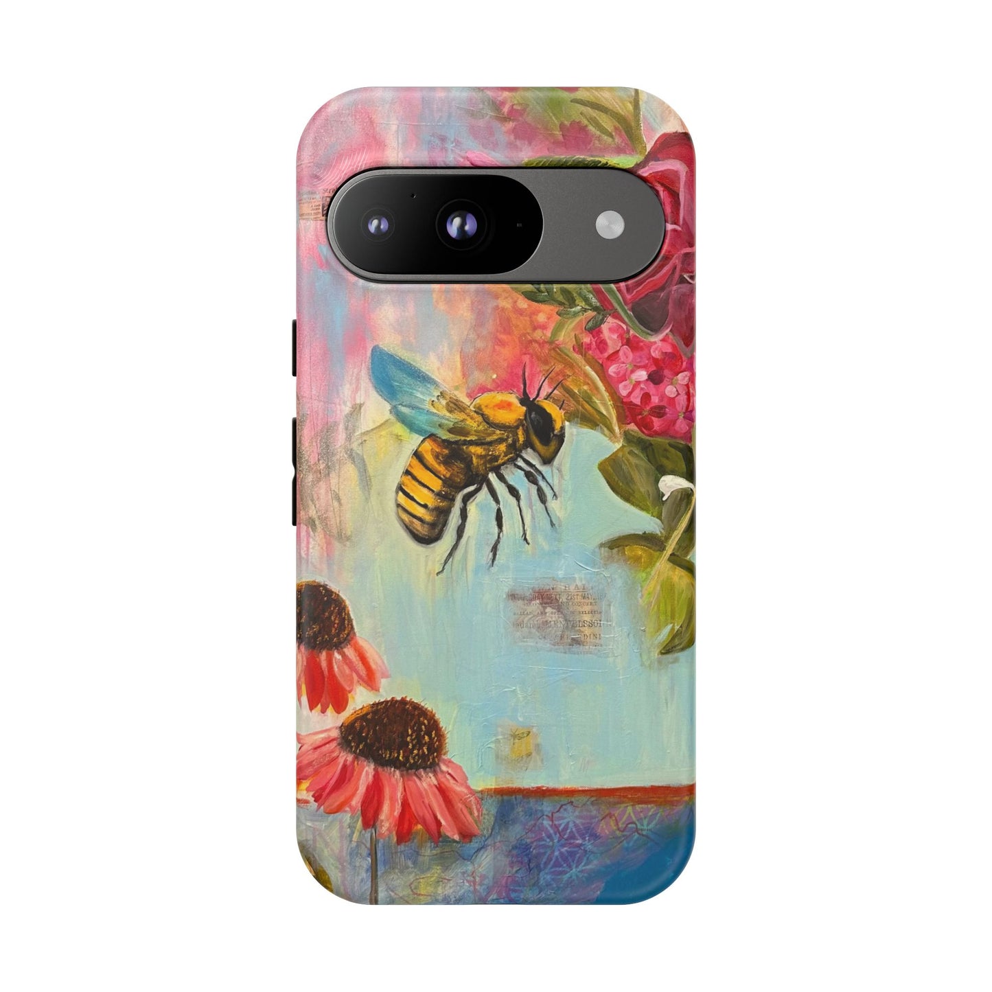 Whispering Necter - Tough Cases, Cute Phone Cover, Nature Lover Gift, Vibrant Floral Design, Bee Art
