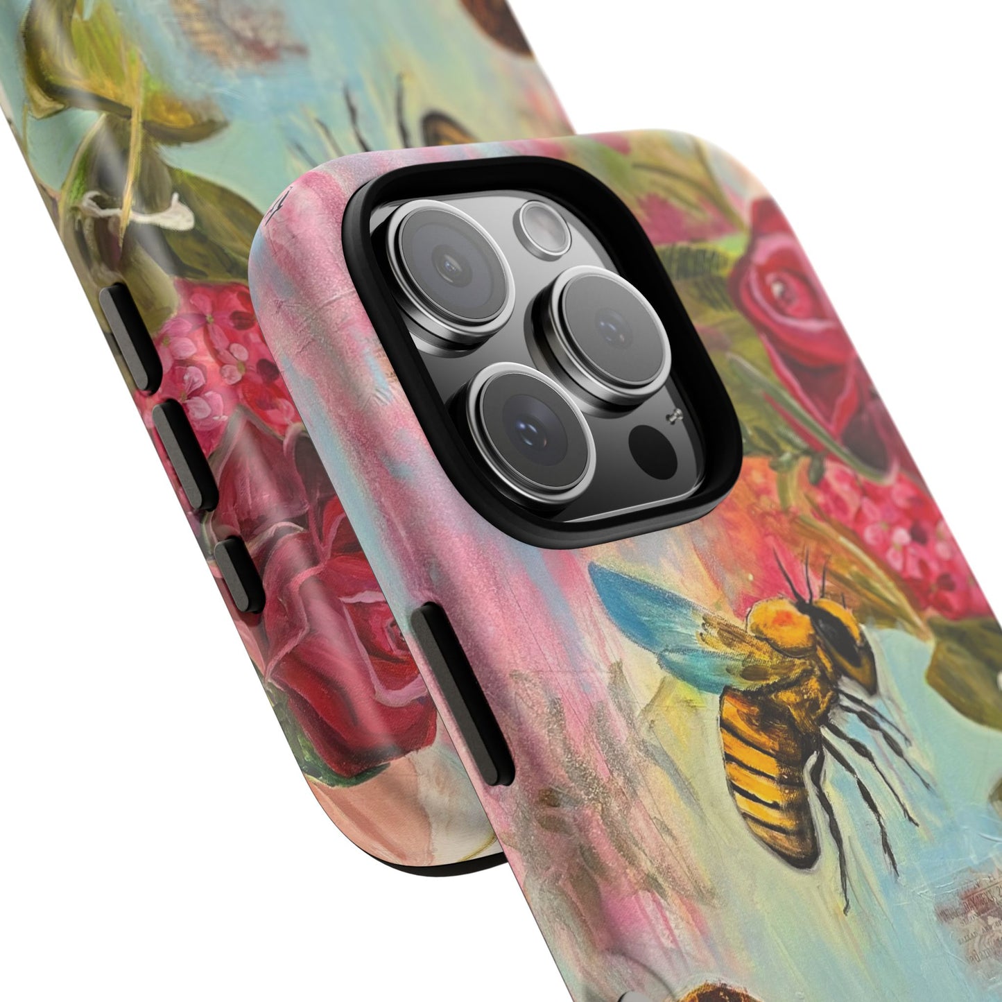 Whispering Necter - Tough Cases, Cute Phone Cover, Nature Lover Gift, Vibrant Floral Design, Bee Art