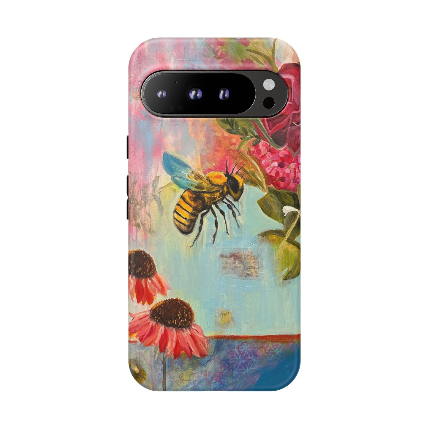Whispering Necter - Tough Cases, Cute Phone Cover, Nature Lover Gift, Vibrant Floral Design, Bee Art