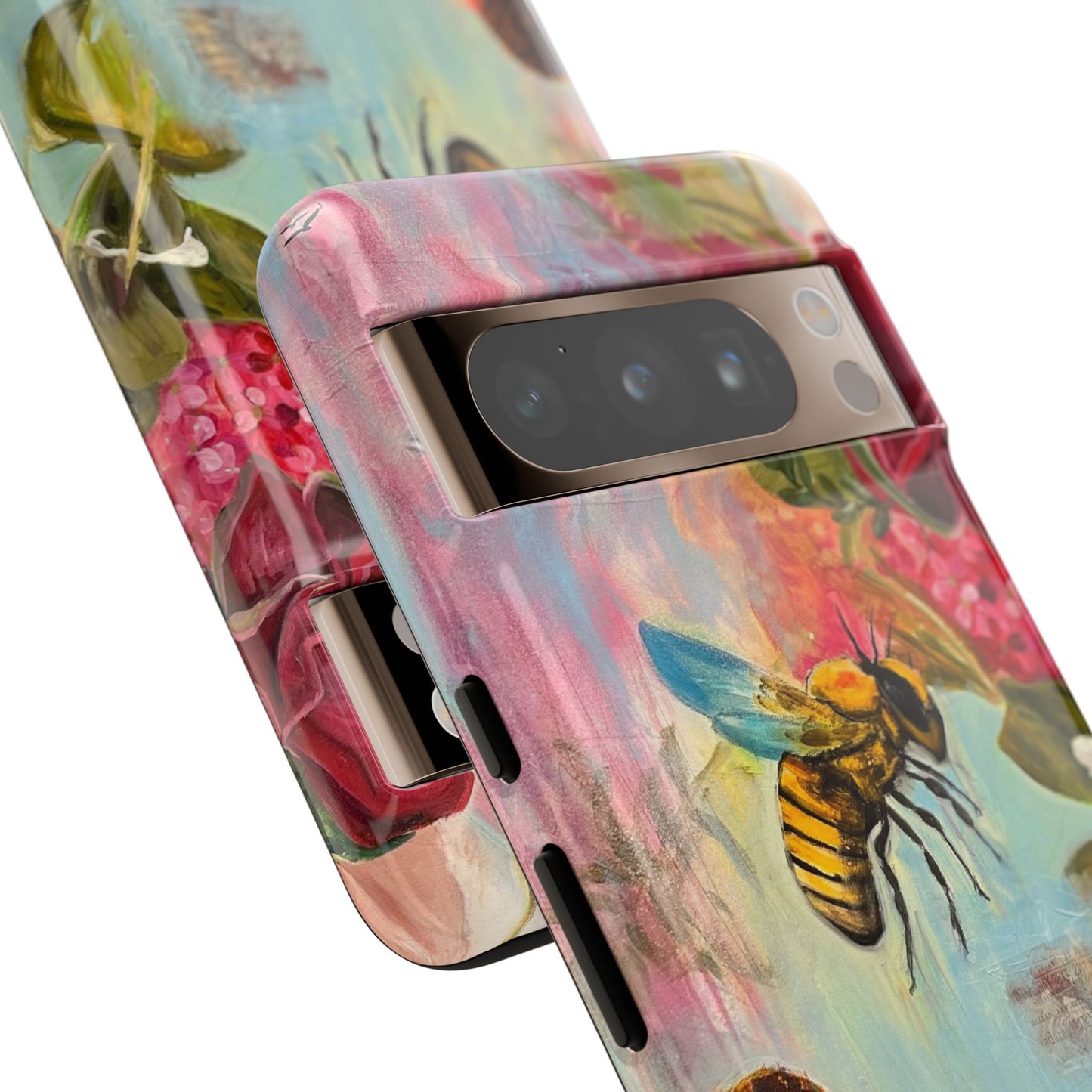 Whispering Necter - Tough Cases, Cute Phone Cover, Nature Lover Gift, Vibrant Floral Design, Bee Art
