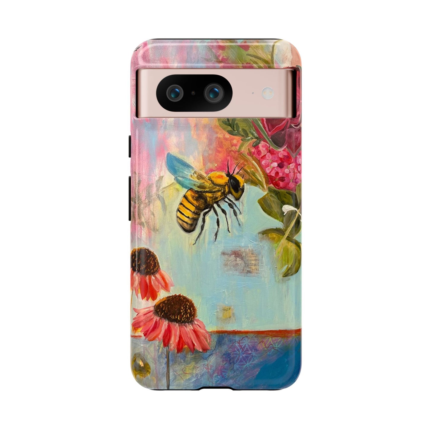 Whispering Necter - Tough Cases, Cute Phone Cover, Nature Lover Gift, Vibrant Floral Design, Bee Art