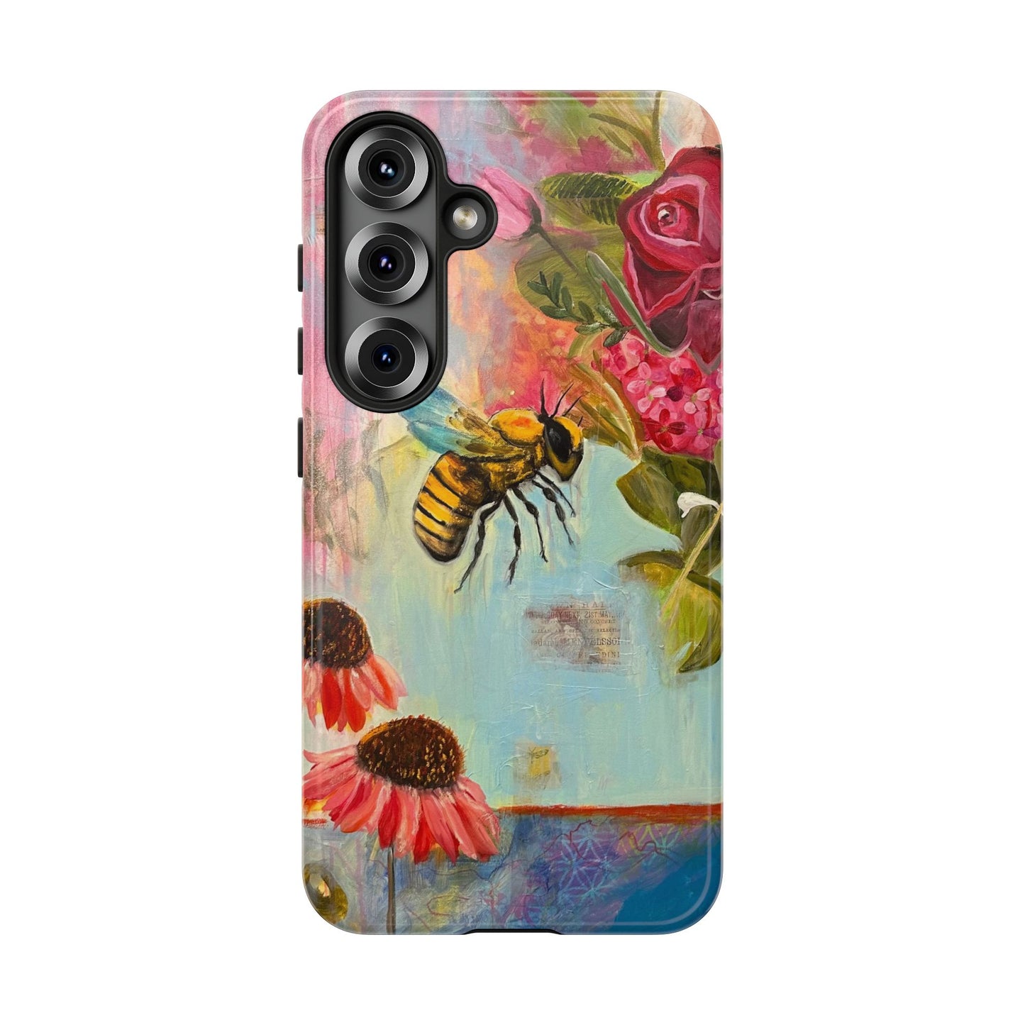 Whispering Necter - Tough Cases, Cute Phone Cover, Nature Lover Gift, Vibrant Floral Design, Bee Art