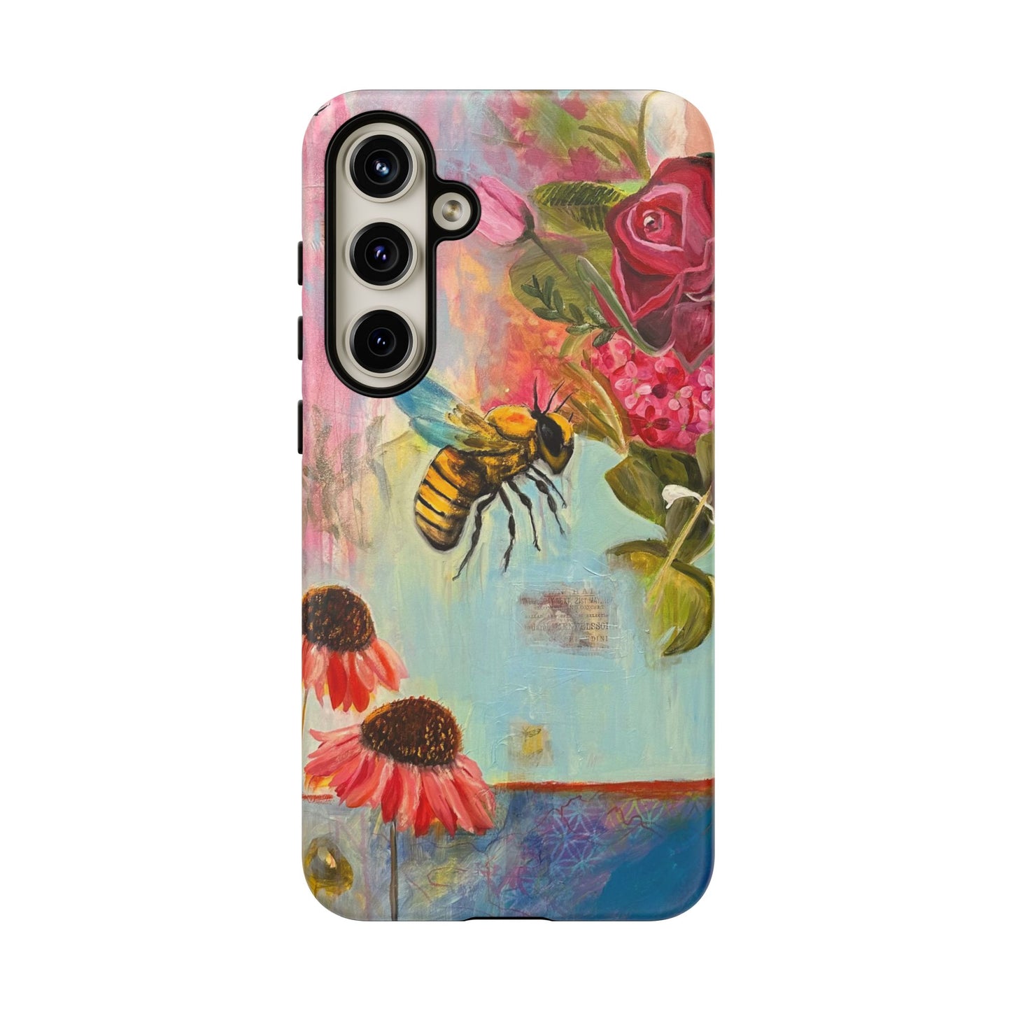 Whispering Necter - Tough Cases, Cute Phone Cover, Nature Lover Gift, Vibrant Floral Design, Bee Art