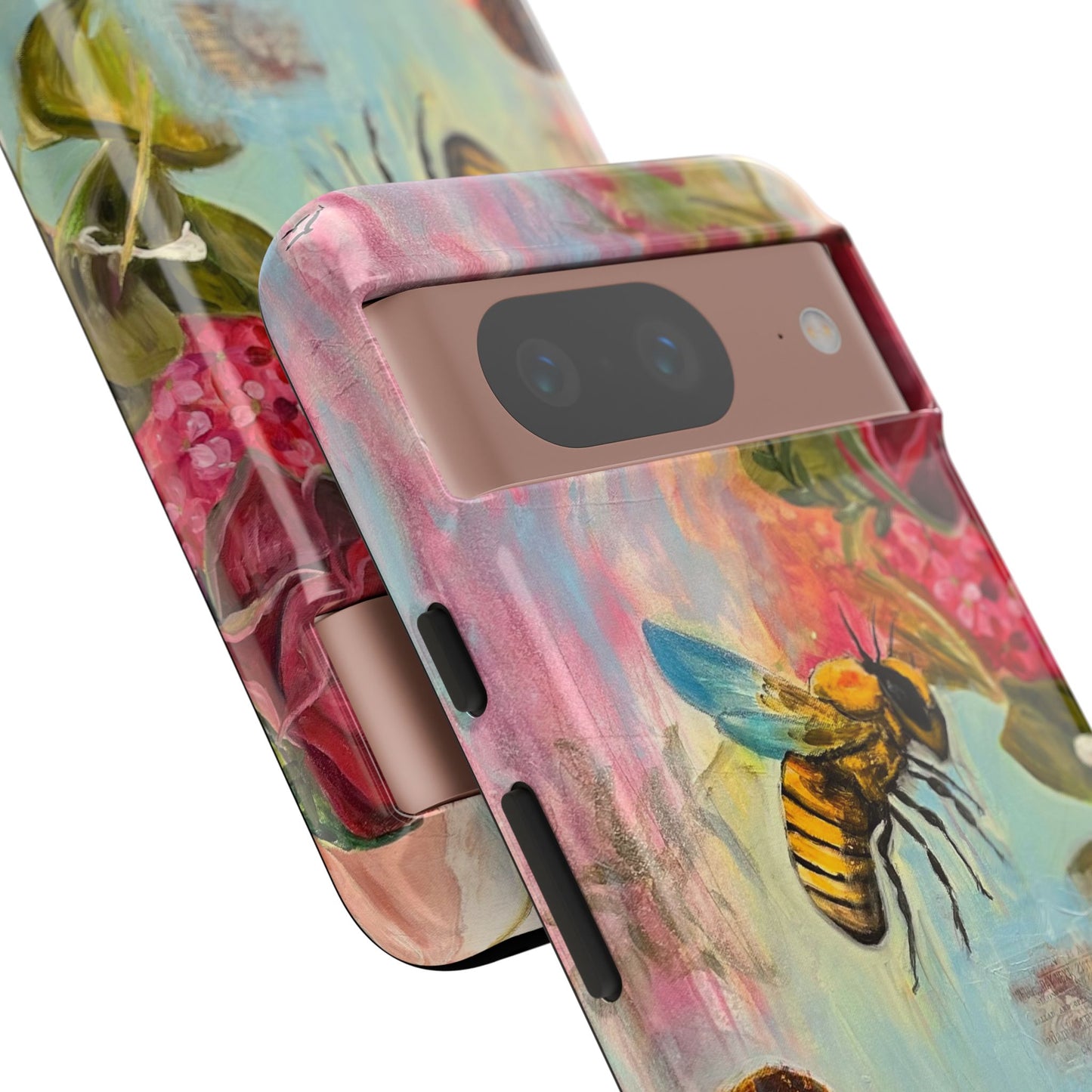 Whispering Necter - Tough Cases, Cute Phone Cover, Nature Lover Gift, Vibrant Floral Design, Bee Art