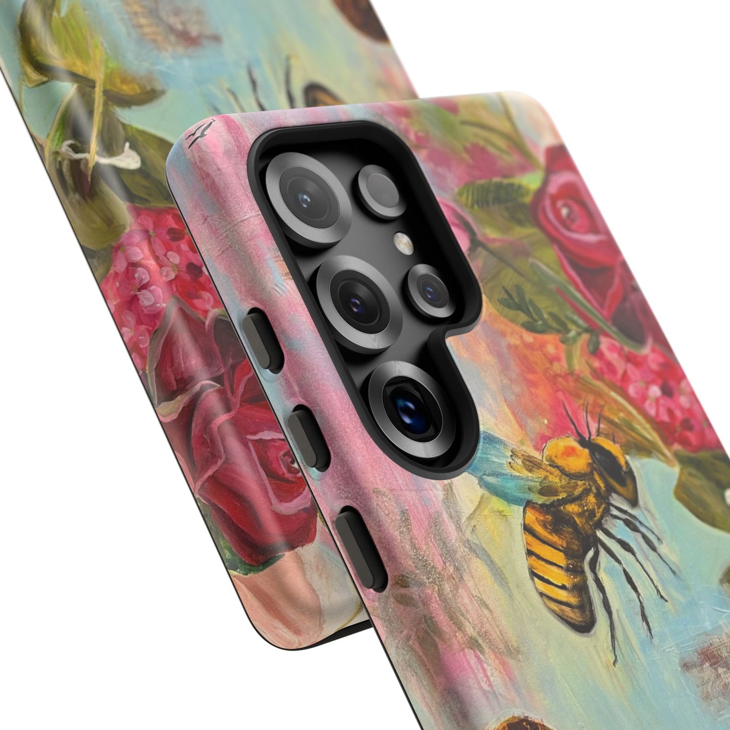 Whispering Necter - Tough Cases, Cute Phone Cover, Nature Lover Gift, Vibrant Floral Design, Bee Art