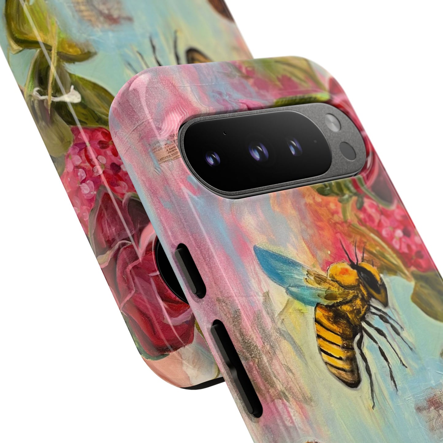Whispering Necter - Tough Cases, Cute Phone Cover, Nature Lover Gift, Vibrant Floral Design, Bee Art