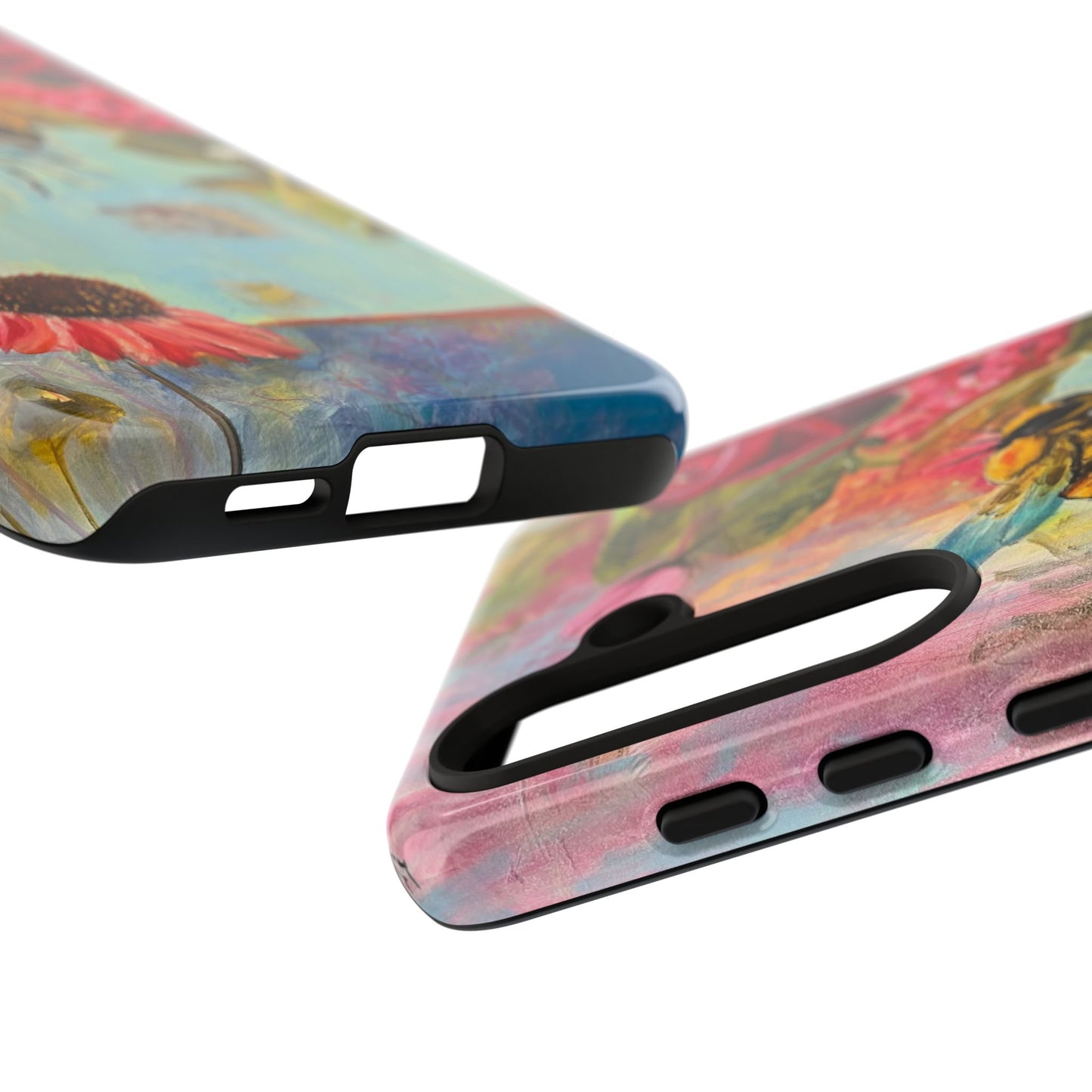 Whispering Necter - Tough Cases, Cute Phone Cover, Nature Lover Gift, Vibrant Floral Design, Bee Art