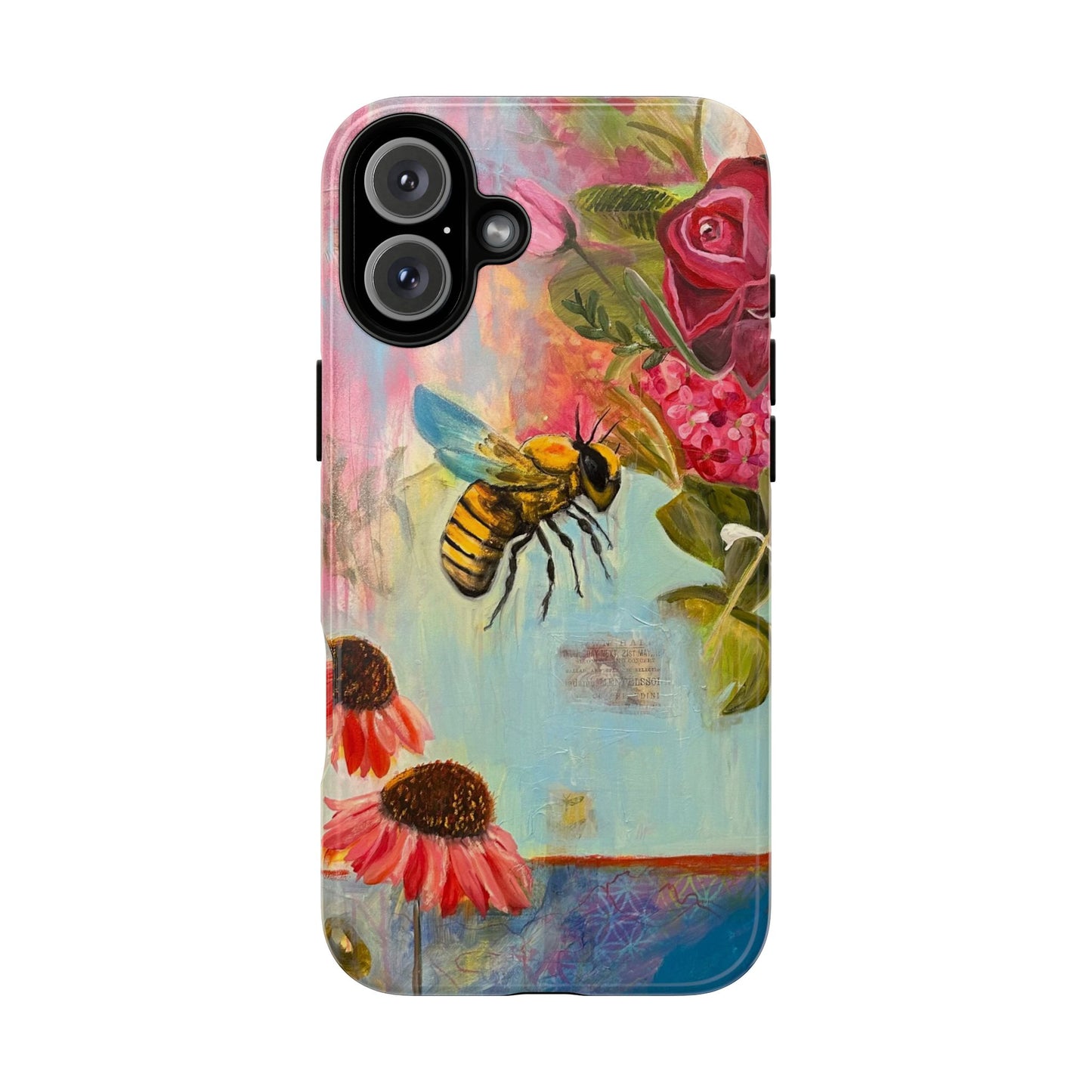 Whispering Necter - Tough Cases, Cute Phone Cover, Nature Lover Gift, Vibrant Floral Design, Bee Art