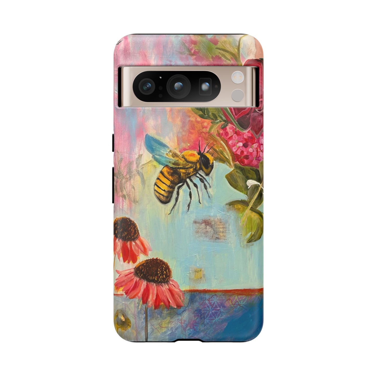 Whispering Necter - Tough Cases, Cute Phone Cover, Nature Lover Gift, Vibrant Floral Design, Bee Art