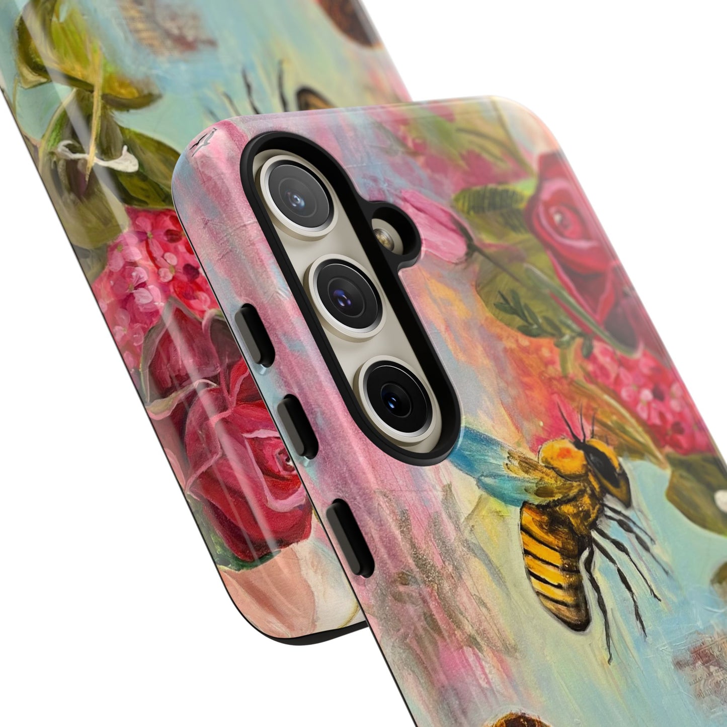 Whispering Necter - Tough Cases, Cute Phone Cover, Nature Lover Gift, Vibrant Floral Design, Bee Art