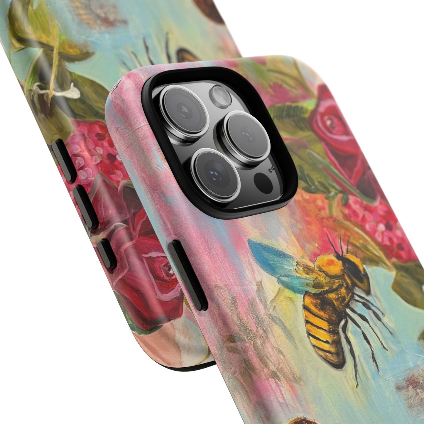 Whispering Necter - Tough Cases, Cute Phone Cover, Nature Lover Gift, Vibrant Floral Design, Bee Art