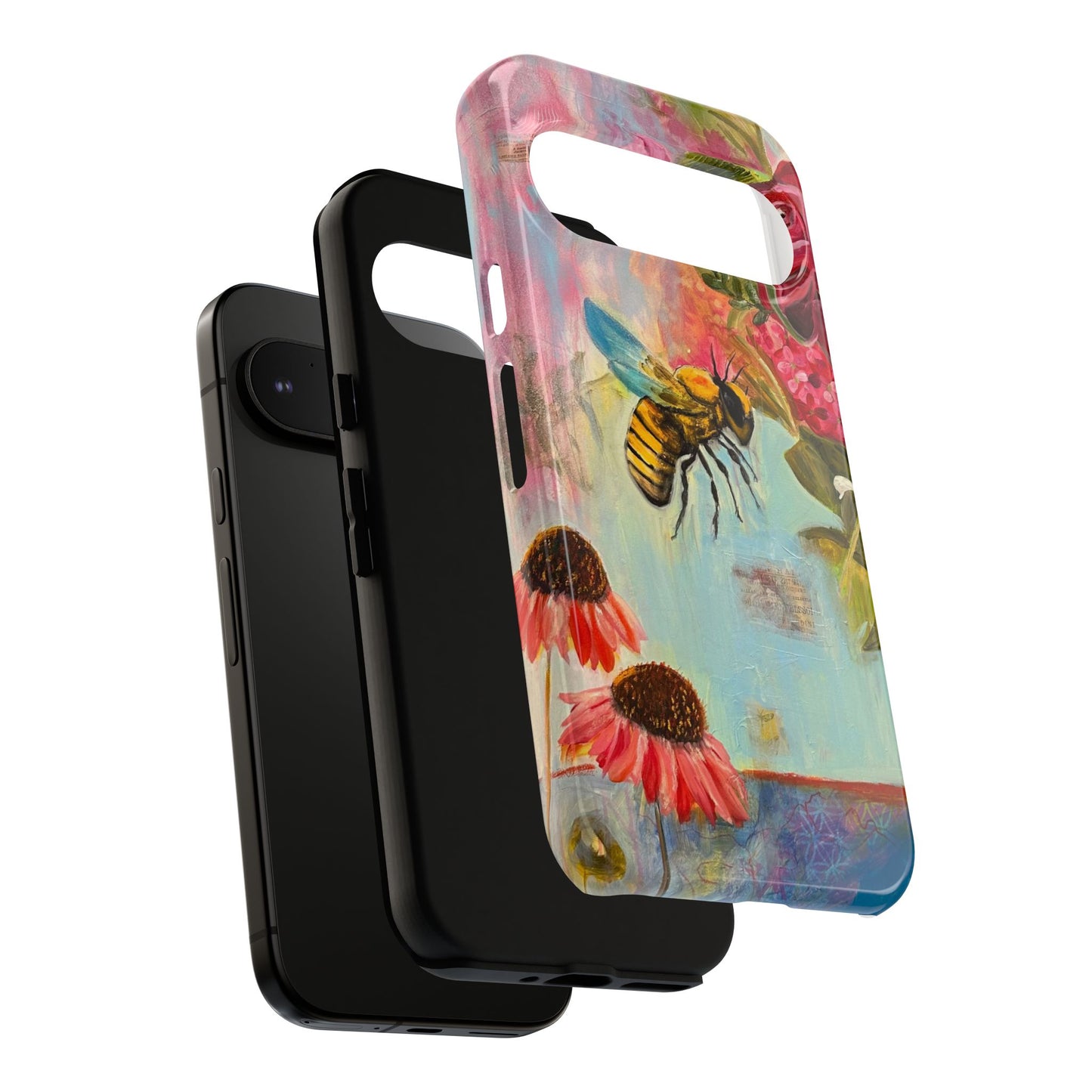 Whispering Necter - Tough Cases, Cute Phone Cover, Nature Lover Gift, Vibrant Floral Design, Bee Art