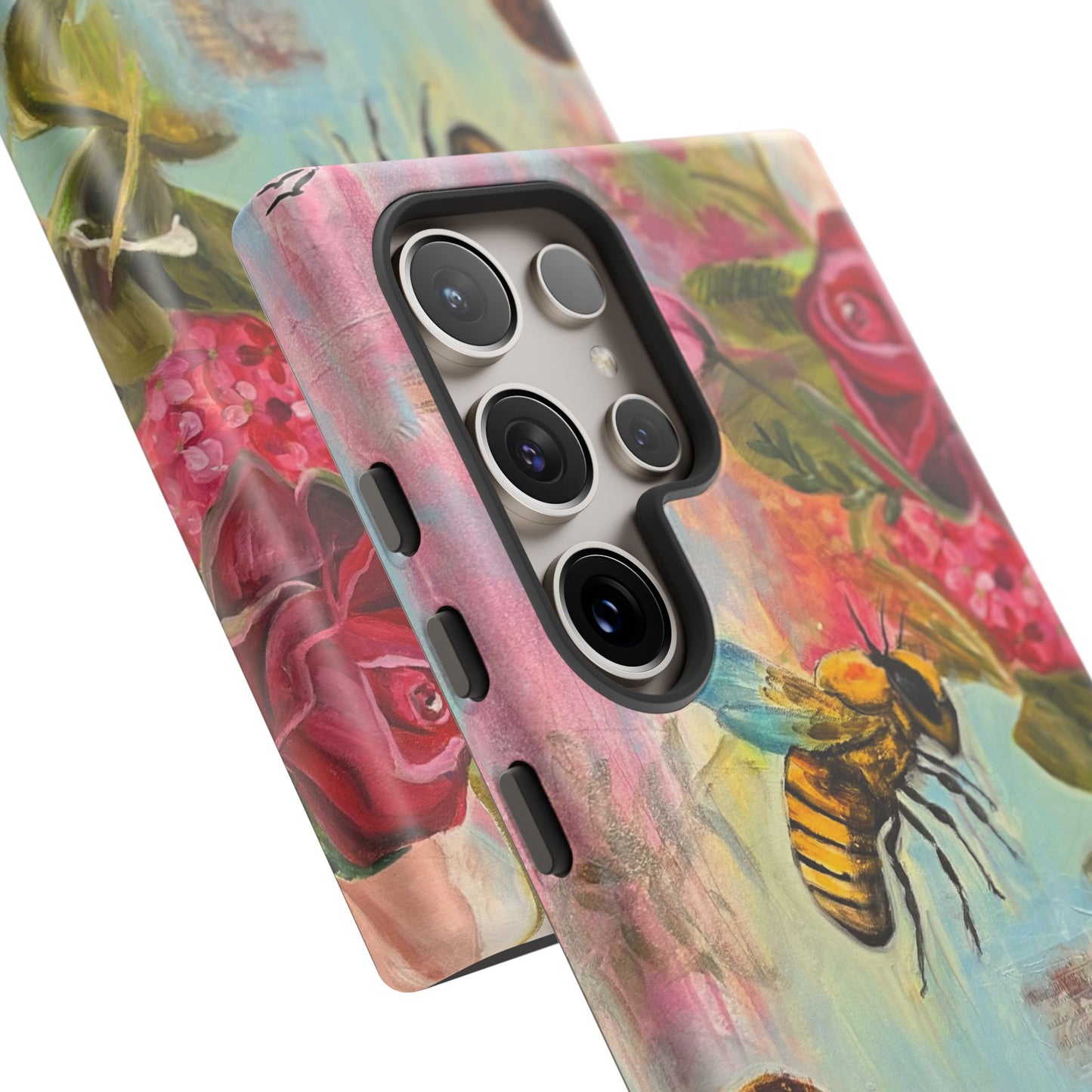 Whispering Necter - Tough Cases, Cute Phone Cover, Nature Lover Gift, Vibrant Floral Design, Bee Art