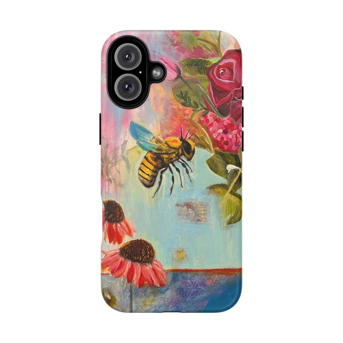 Whispering Necter - Tough Cases, Cute Phone Cover, Nature Lover Gift, Vibrant Floral Design, Bee Art