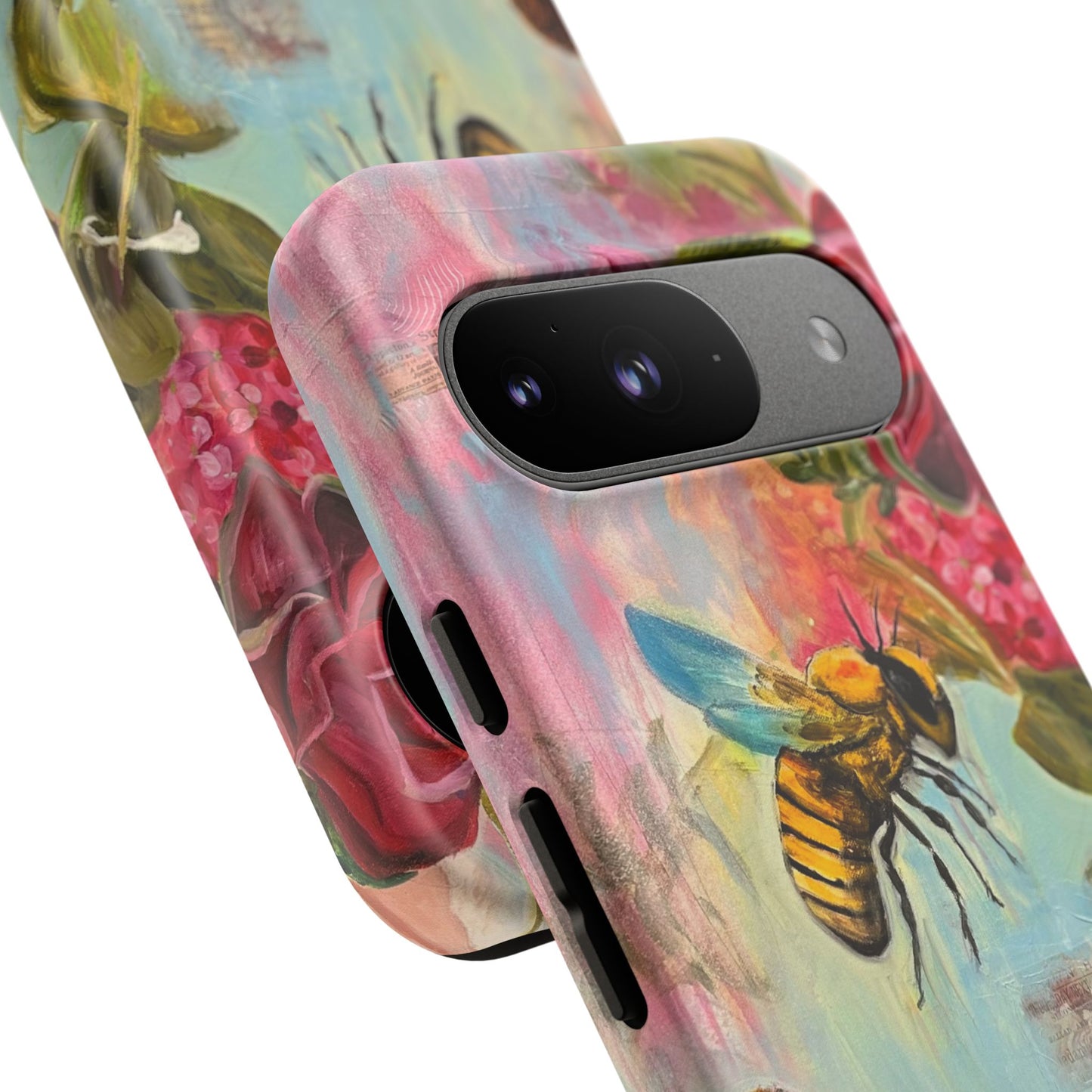 Whispering Necter - Tough Cases, Cute Phone Cover, Nature Lover Gift, Vibrant Floral Design, Bee Art
