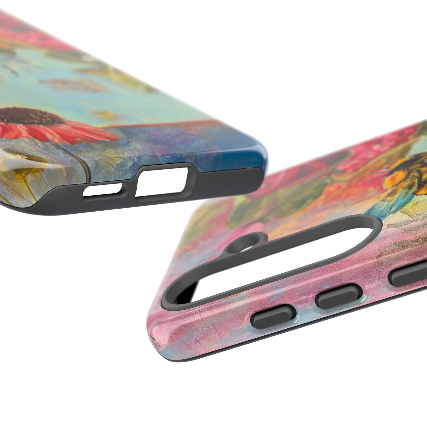 Whispering Necter - Tough Cases, Cute Phone Cover, Nature Lover Gift, Vibrant Floral Design, Bee Art