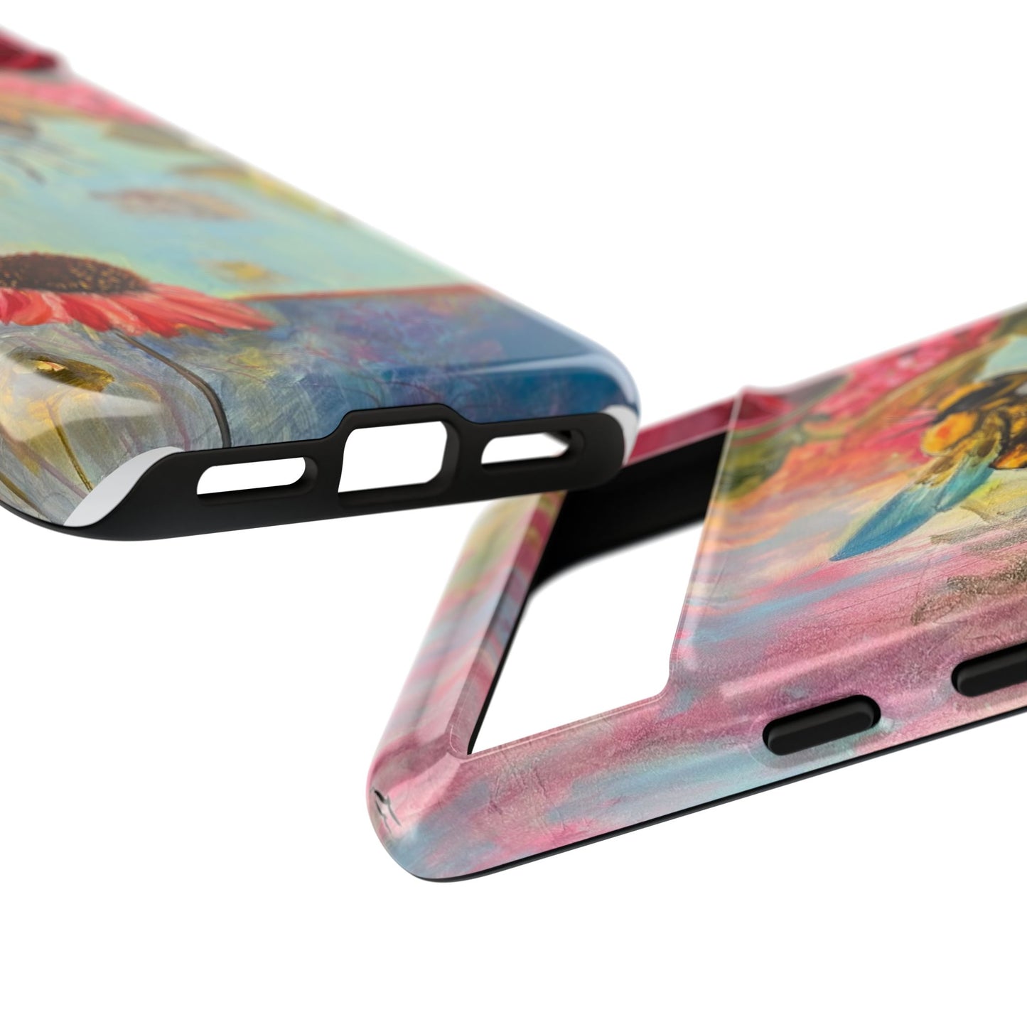 Whispering Necter - Tough Cases, Cute Phone Cover, Nature Lover Gift, Vibrant Floral Design, Bee Art