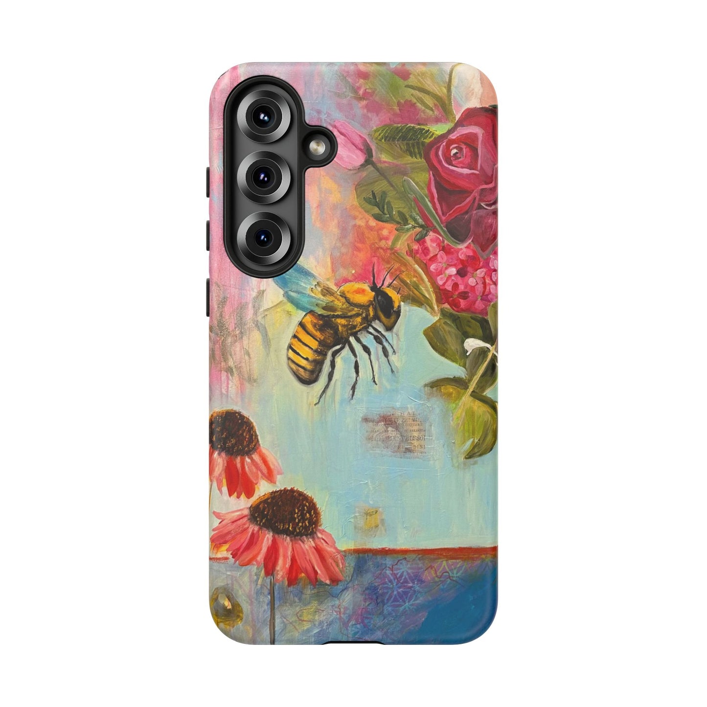 Whispering Necter - Tough Cases, Cute Phone Cover, Nature Lover Gift, Vibrant Floral Design, Bee Art