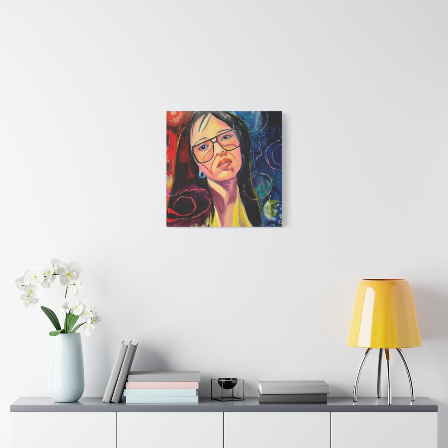 Tranquil Gaze, Abstract Portrait, Colorful Decor, Modern Home, Gift for Art Lovers, Unique Artwork for Living Room