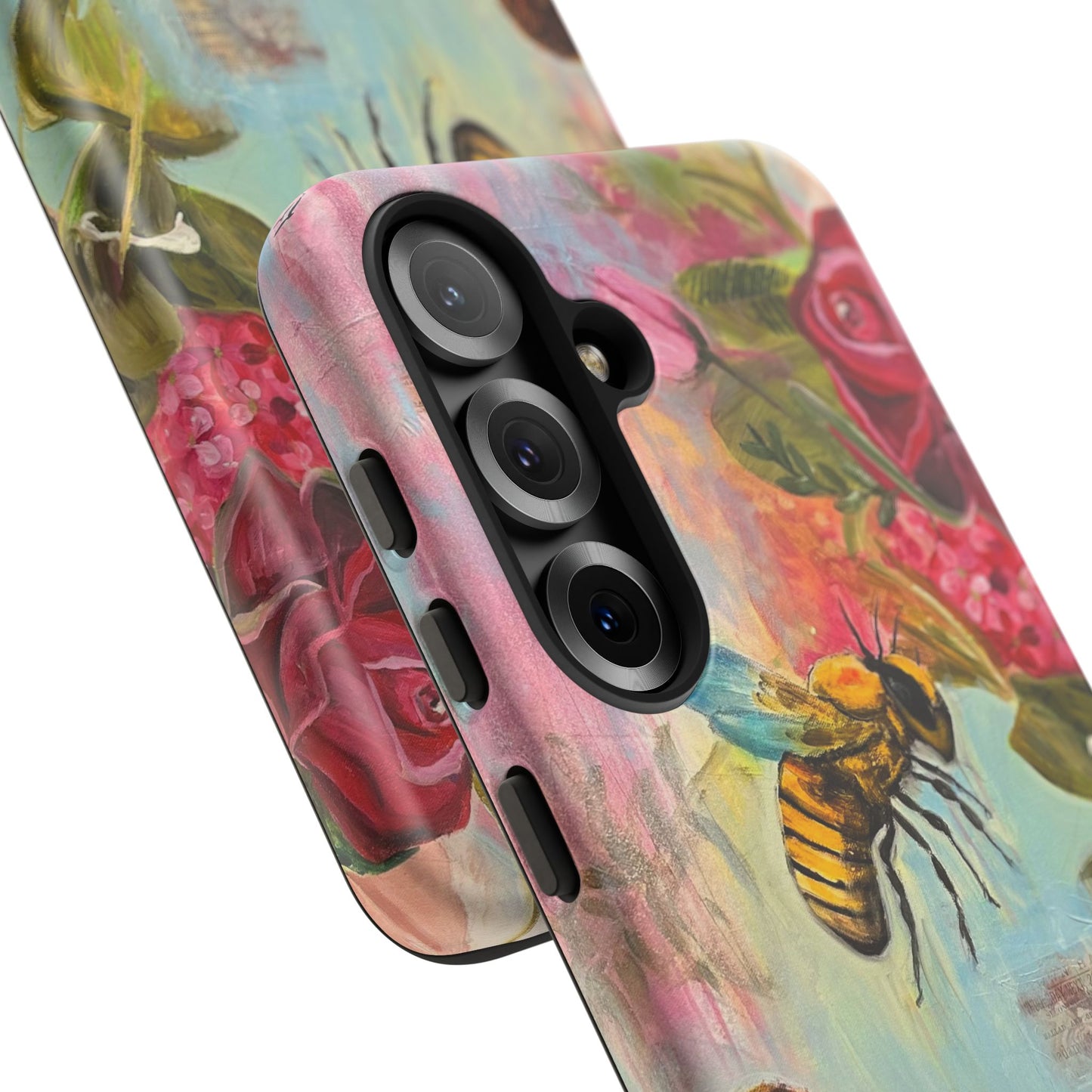Whispering Necter - Tough Cases, Cute Phone Cover, Nature Lover Gift, Vibrant Floral Design, Bee Art