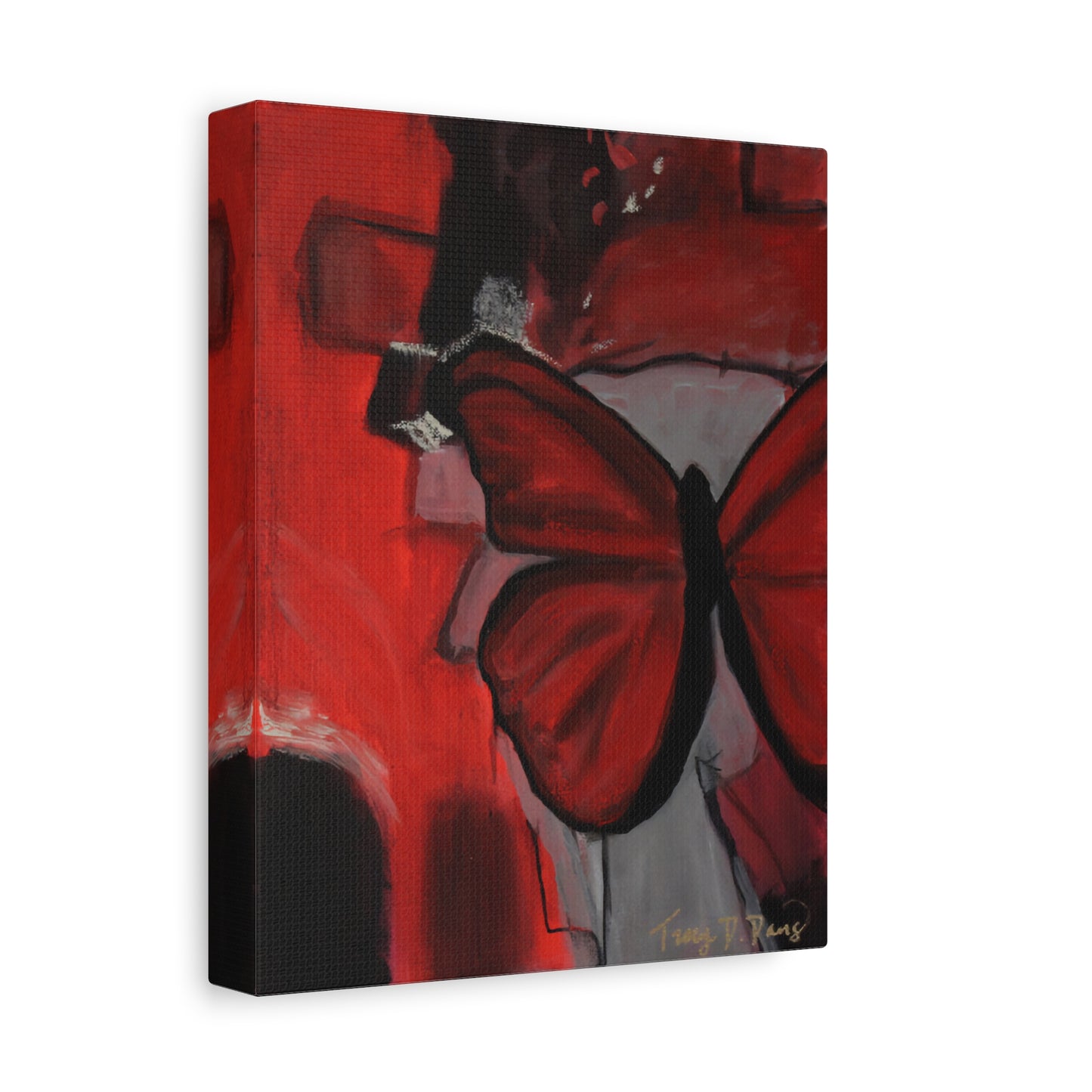 Red Butterfly Art Canvas Print, Home Decor, Wall Art, Gift for Art Lovers, Stylish Gallery Wrap, Inspirational Room Decoration