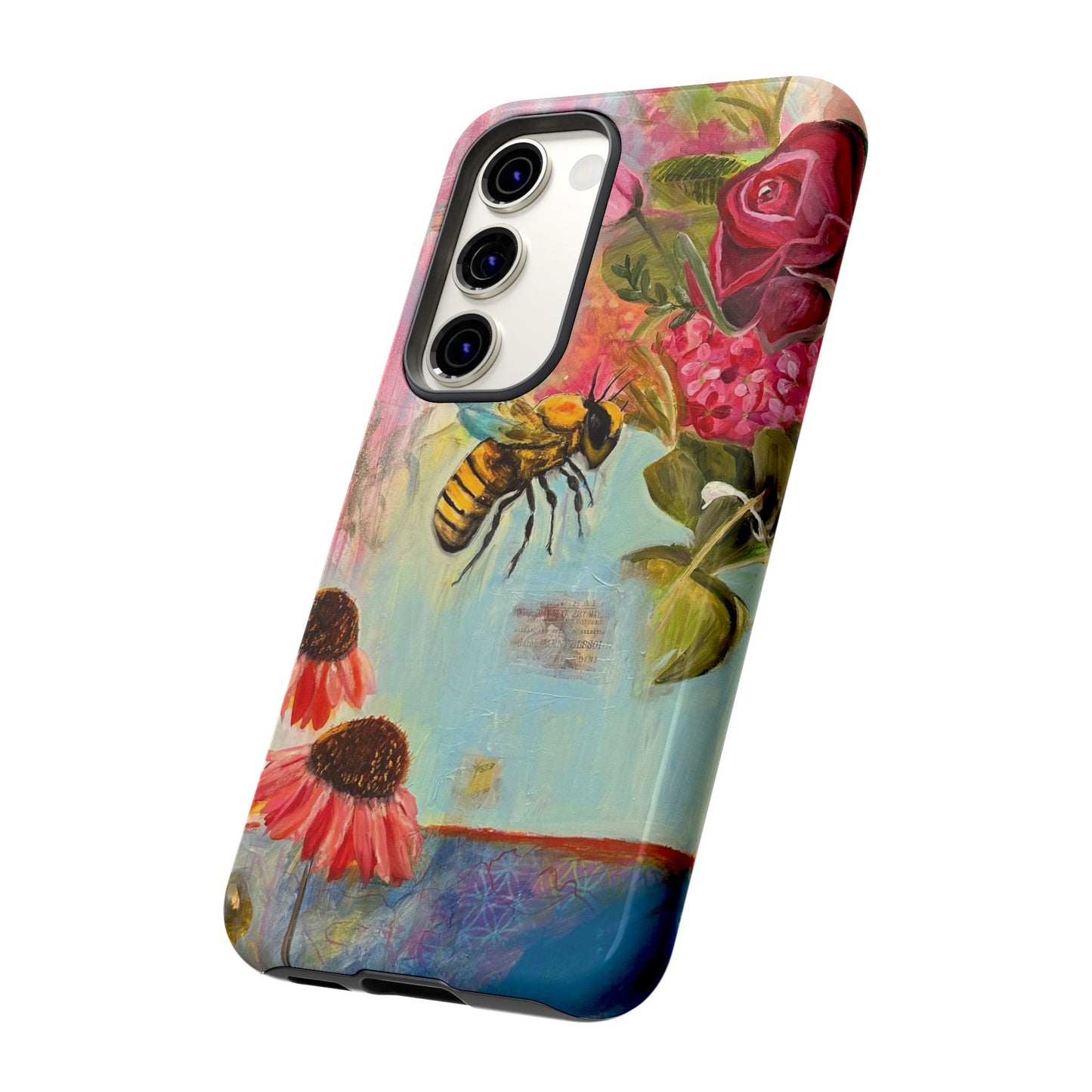 Whispering Necter - Tough Cases, Cute Phone Cover, Nature Lover Gift, Vibrant Floral Design, Bee Art
