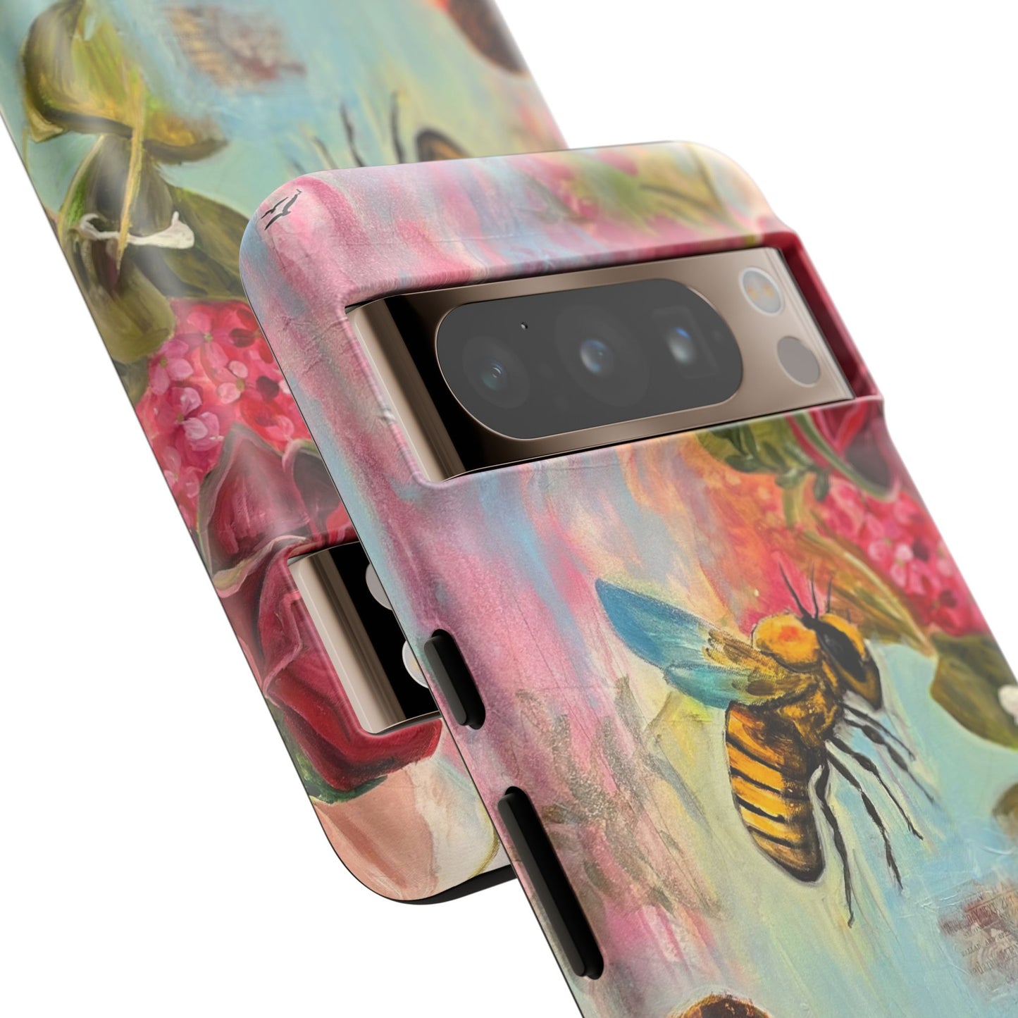 Whispering Necter - Tough Cases, Cute Phone Cover, Nature Lover Gift, Vibrant Floral Design, Bee Art
