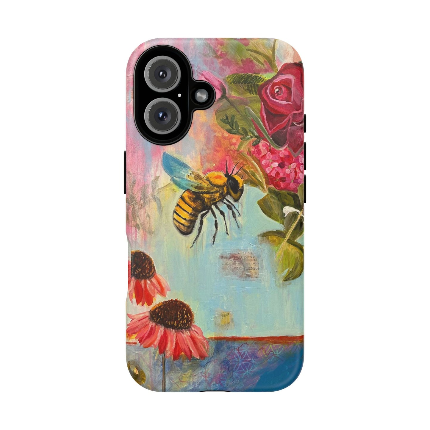 Whispering Necter - Tough Cases, Cute Phone Cover, Nature Lover Gift, Vibrant Floral Design, Bee Art