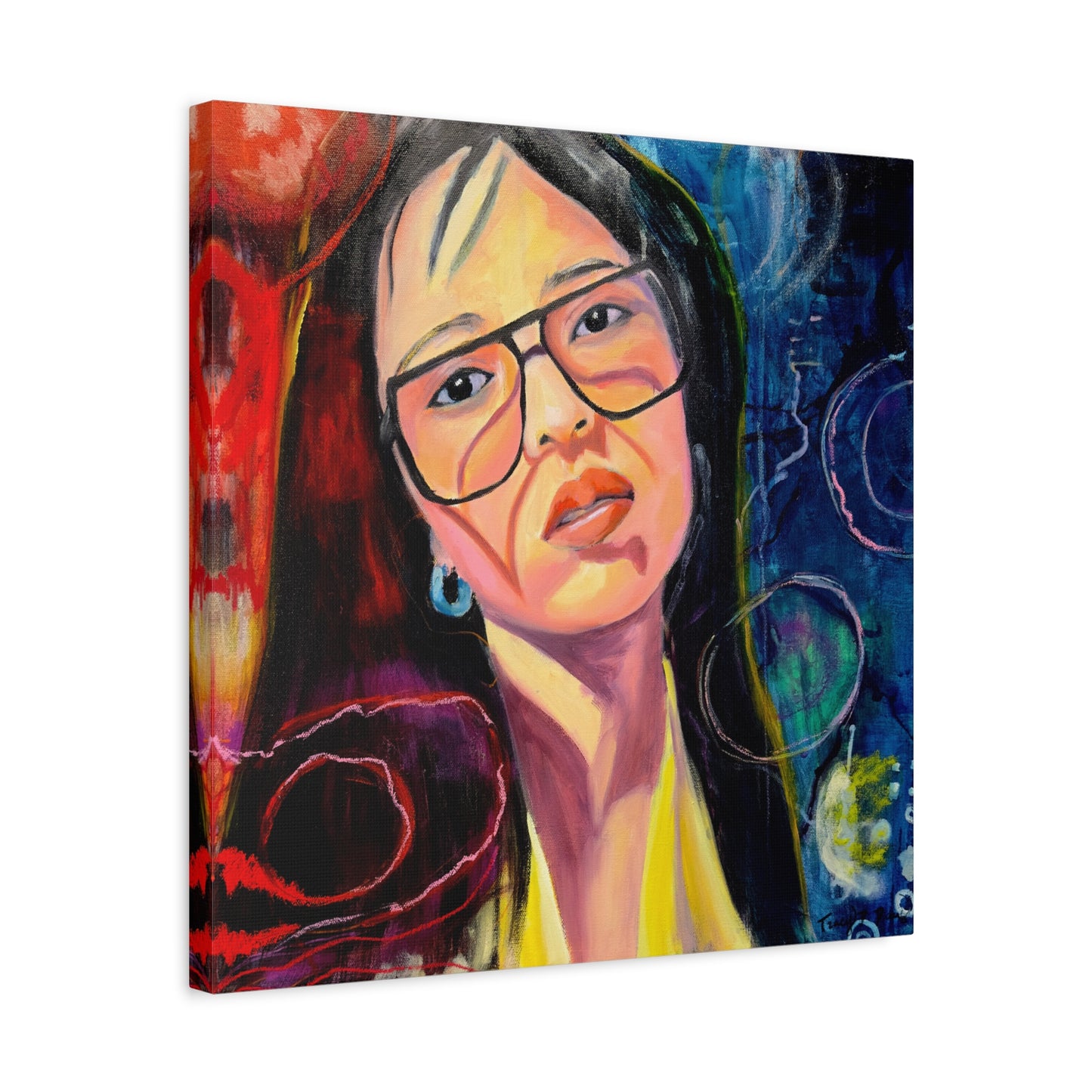Tranquil Gaze, Abstract Portrait, Colorful Decor, Modern Home, Gift for Art Lovers, Unique Artwork for Living Room