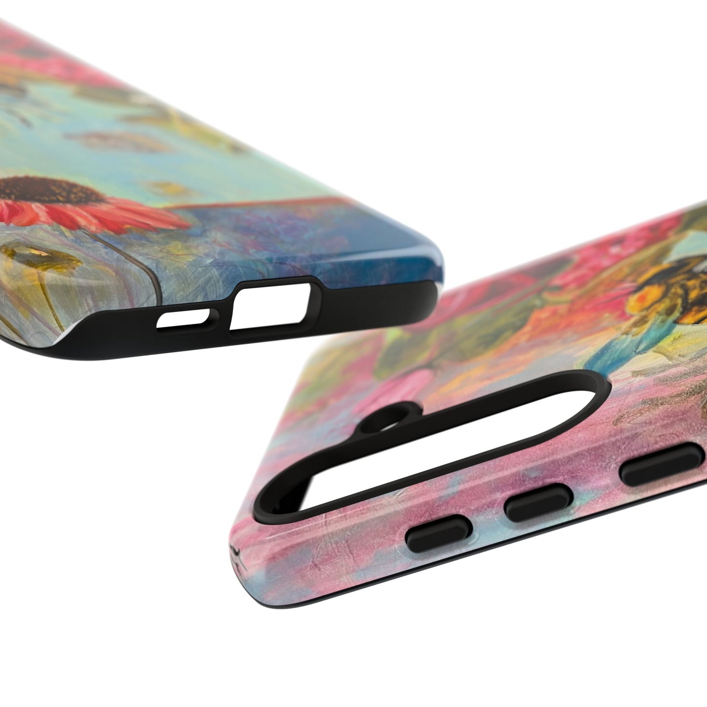 Whispering Necter - Tough Cases, Cute Phone Cover, Nature Lover Gift, Vibrant Floral Design, Bee Art