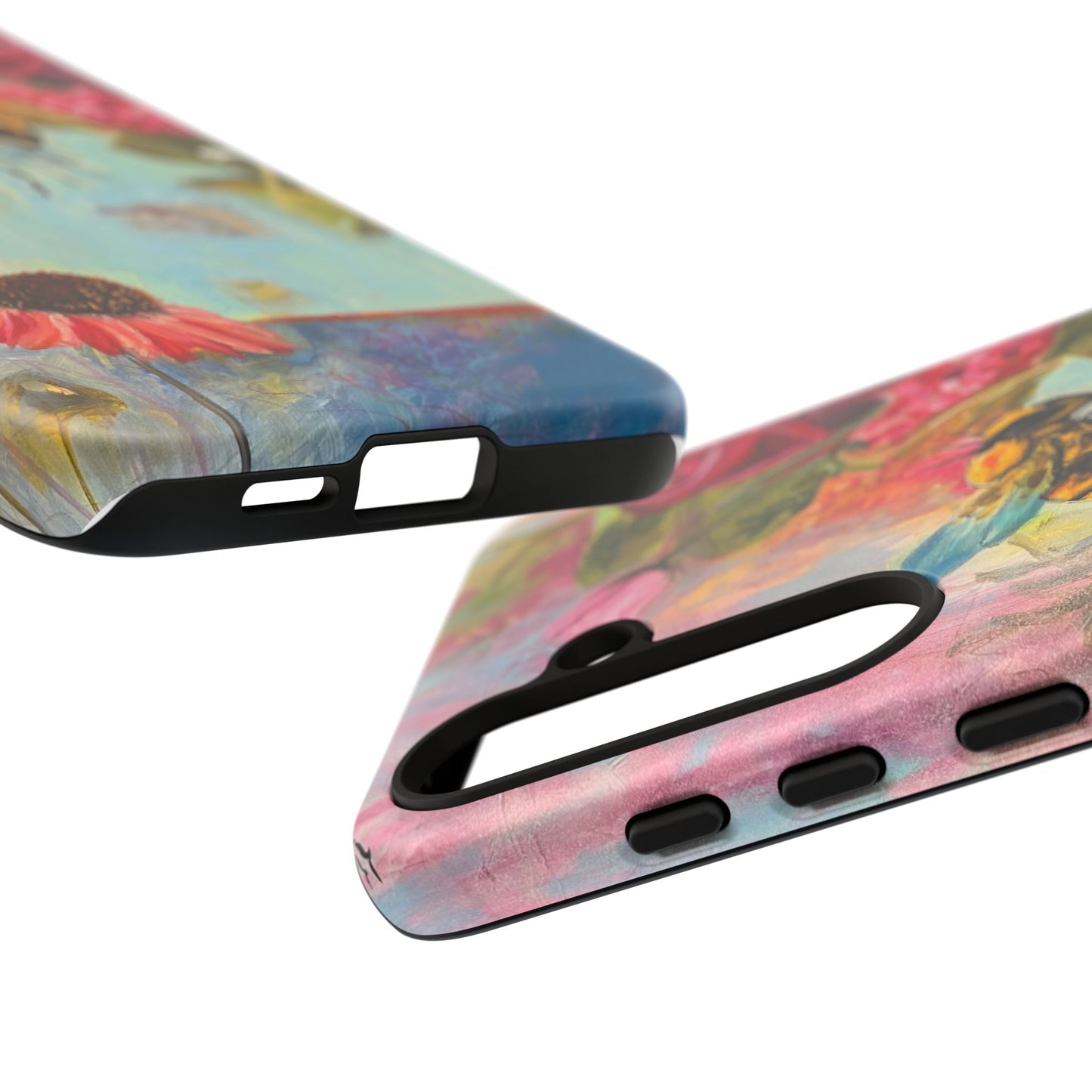 Whispering Necter - Tough Cases, Cute Phone Cover, Nature Lover Gift, Vibrant Floral Design, Bee Art