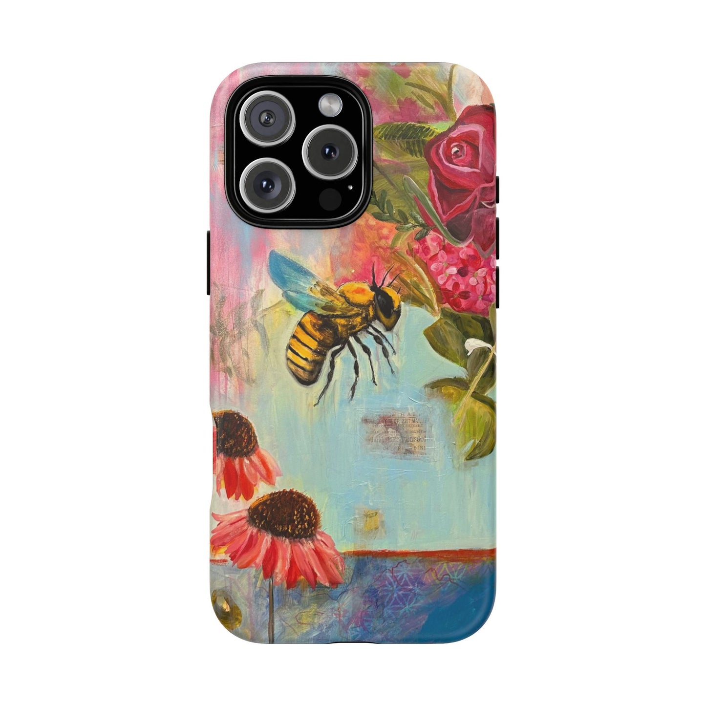 Whispering Necter - Tough Cases, Cute Phone Cover, Nature Lover Gift, Vibrant Floral Design, Bee Art