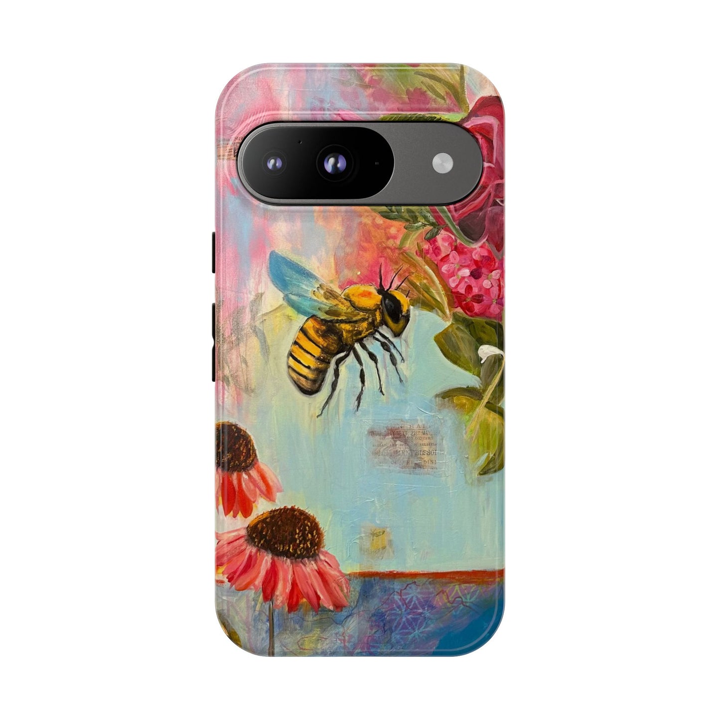 Whispering Necter - Tough Cases, Cute Phone Cover, Nature Lover Gift, Vibrant Floral Design, Bee Art