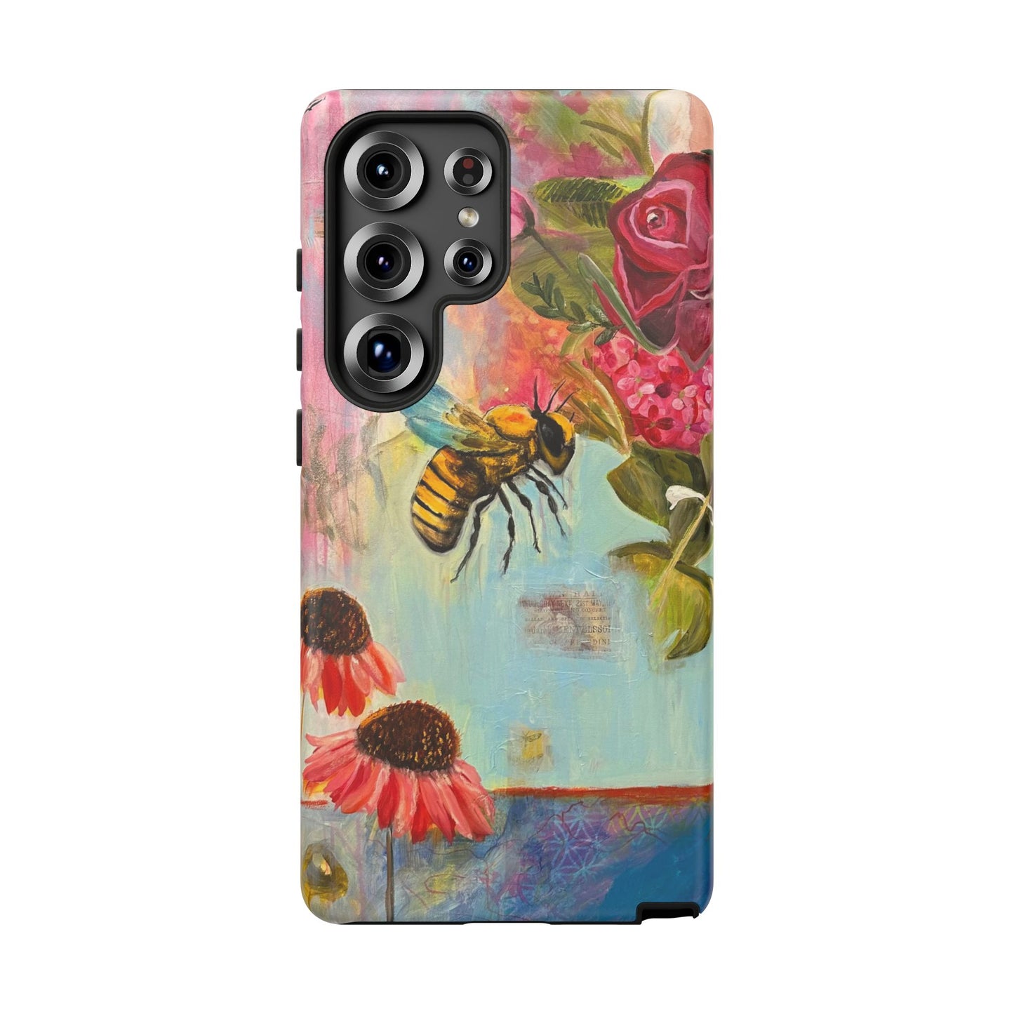 Whispering Necter - Tough Cases, Cute Phone Cover, Nature Lover Gift, Vibrant Floral Design, Bee Art