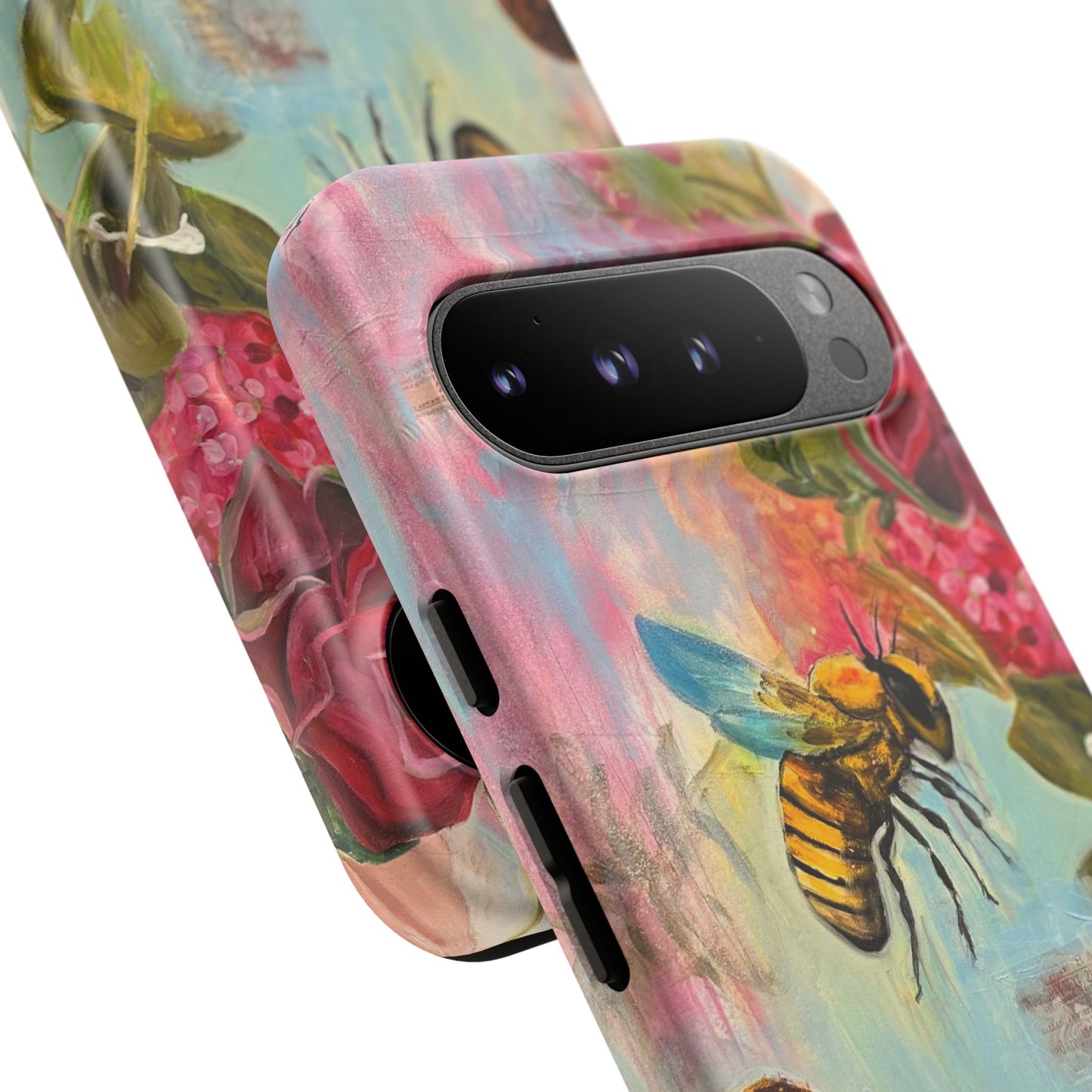 Whispering Necter - Tough Cases, Cute Phone Cover, Nature Lover Gift, Vibrant Floral Design, Bee Art