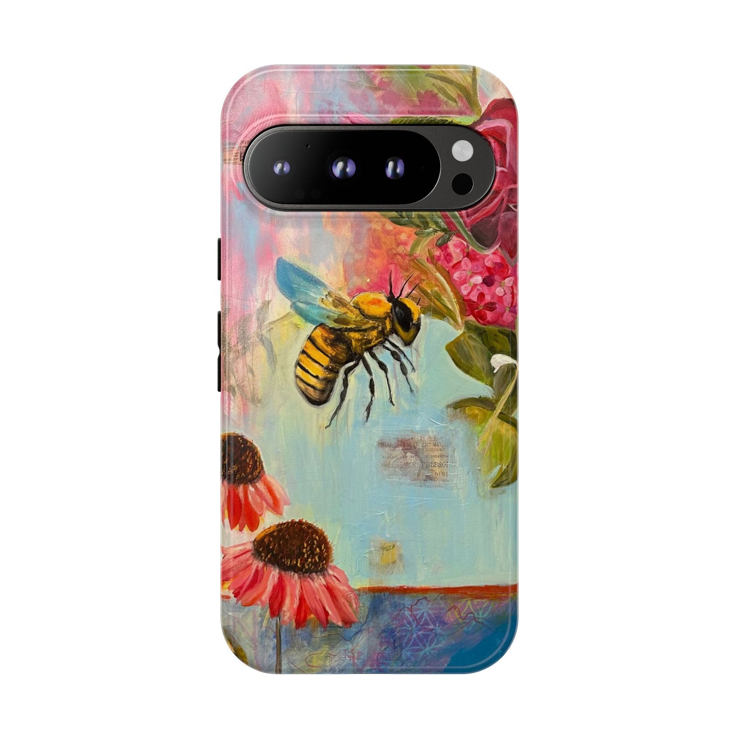 Whispering Necter - Tough Cases, Cute Phone Cover, Nature Lover Gift, Vibrant Floral Design, Bee Art