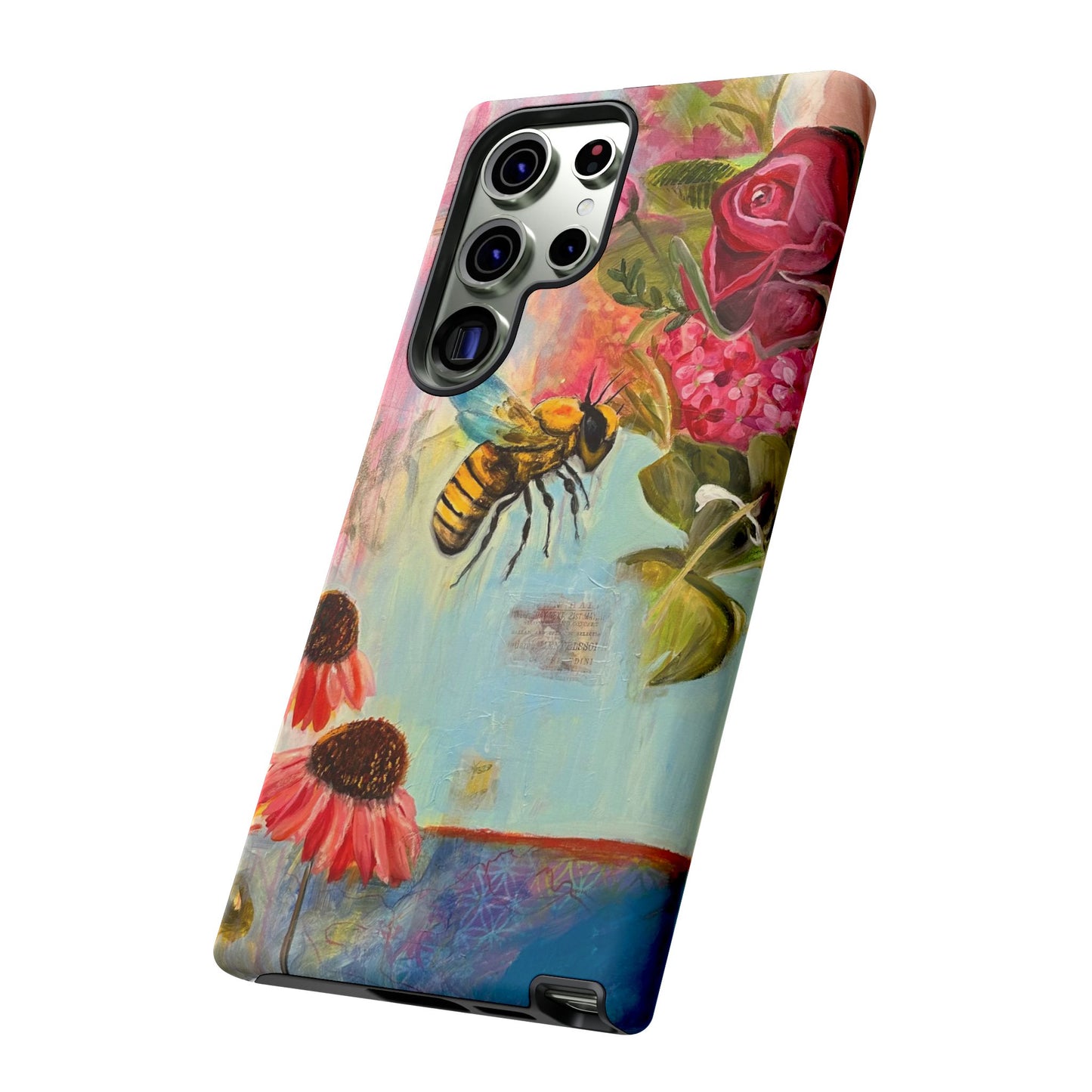 Whispering Necter - Tough Cases, Cute Phone Cover, Nature Lover Gift, Vibrant Floral Design, Bee Art