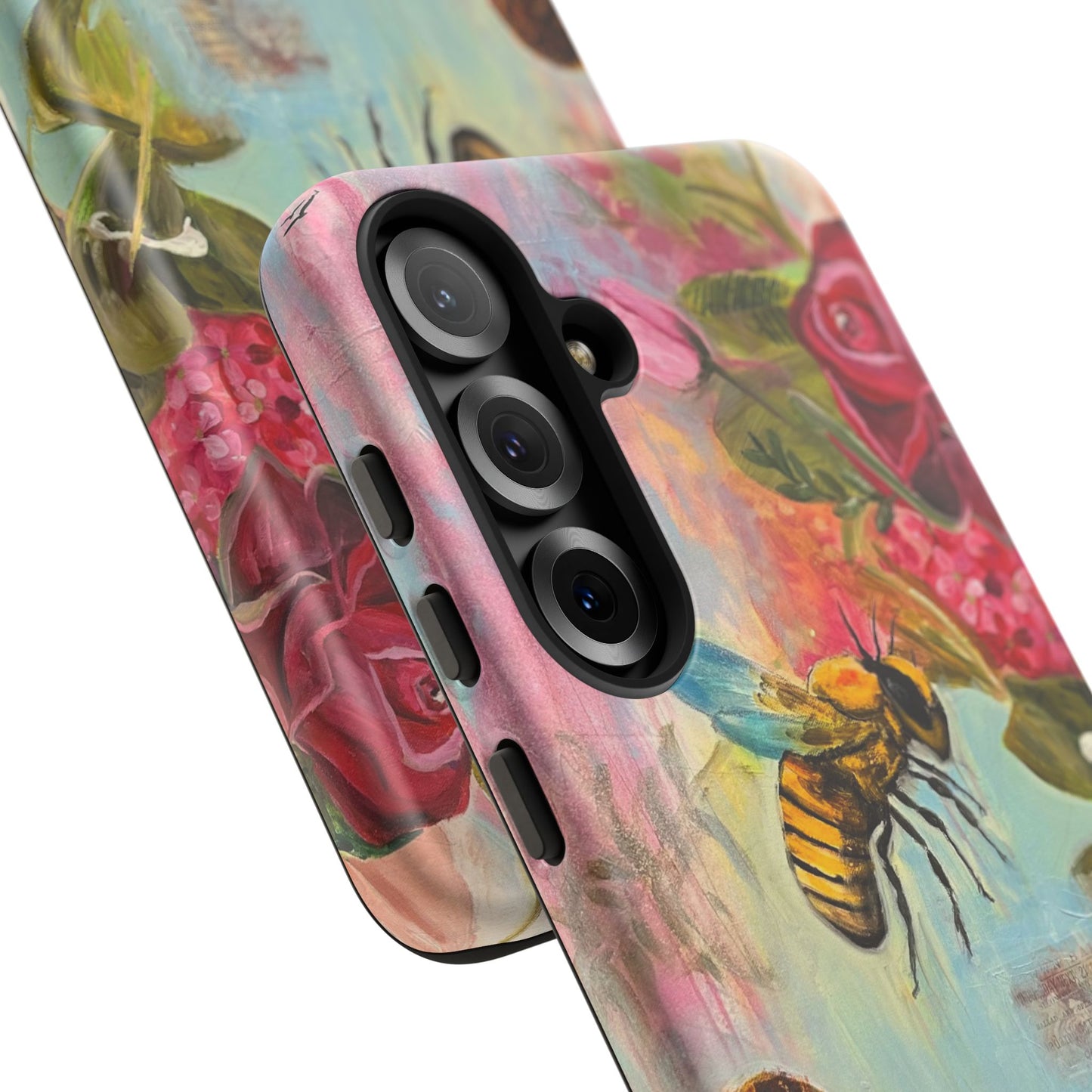 Whispering Necter - Tough Cases, Cute Phone Cover, Nature Lover Gift, Vibrant Floral Design, Bee Art