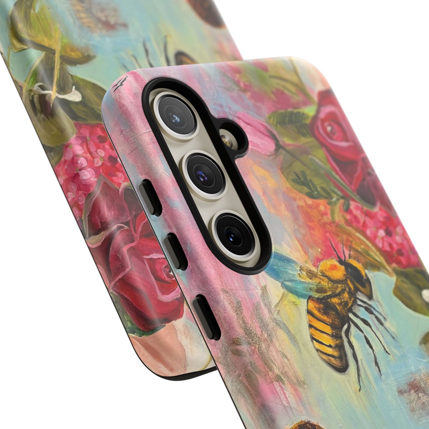 Whispering Necter - Tough Cases, Cute Phone Cover, Nature Lover Gift, Vibrant Floral Design, Bee Art