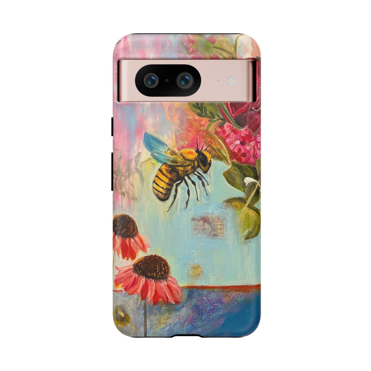 Whispering Necter - Tough Cases, Cute Phone Cover, Nature Lover Gift, Vibrant Floral Design, Bee Art