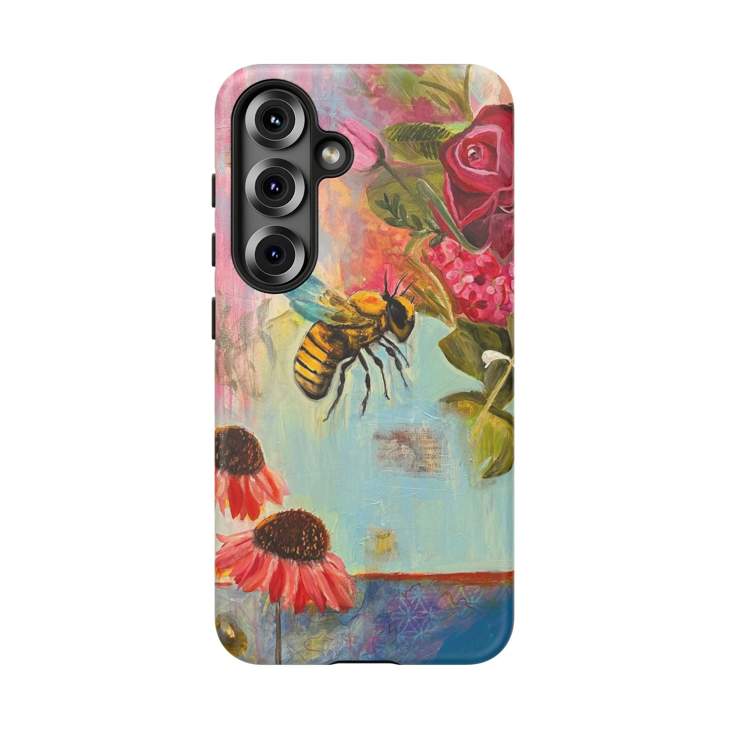 Whispering Necter - Tough Cases, Cute Phone Cover, Nature Lover Gift, Vibrant Floral Design, Bee Art