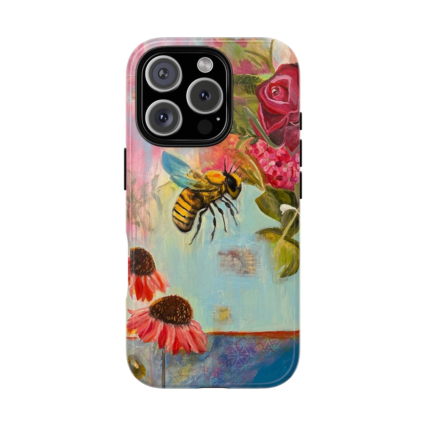 Whispering Necter - Tough Cases, Cute Phone Cover, Nature Lover Gift, Vibrant Floral Design, Bee Art