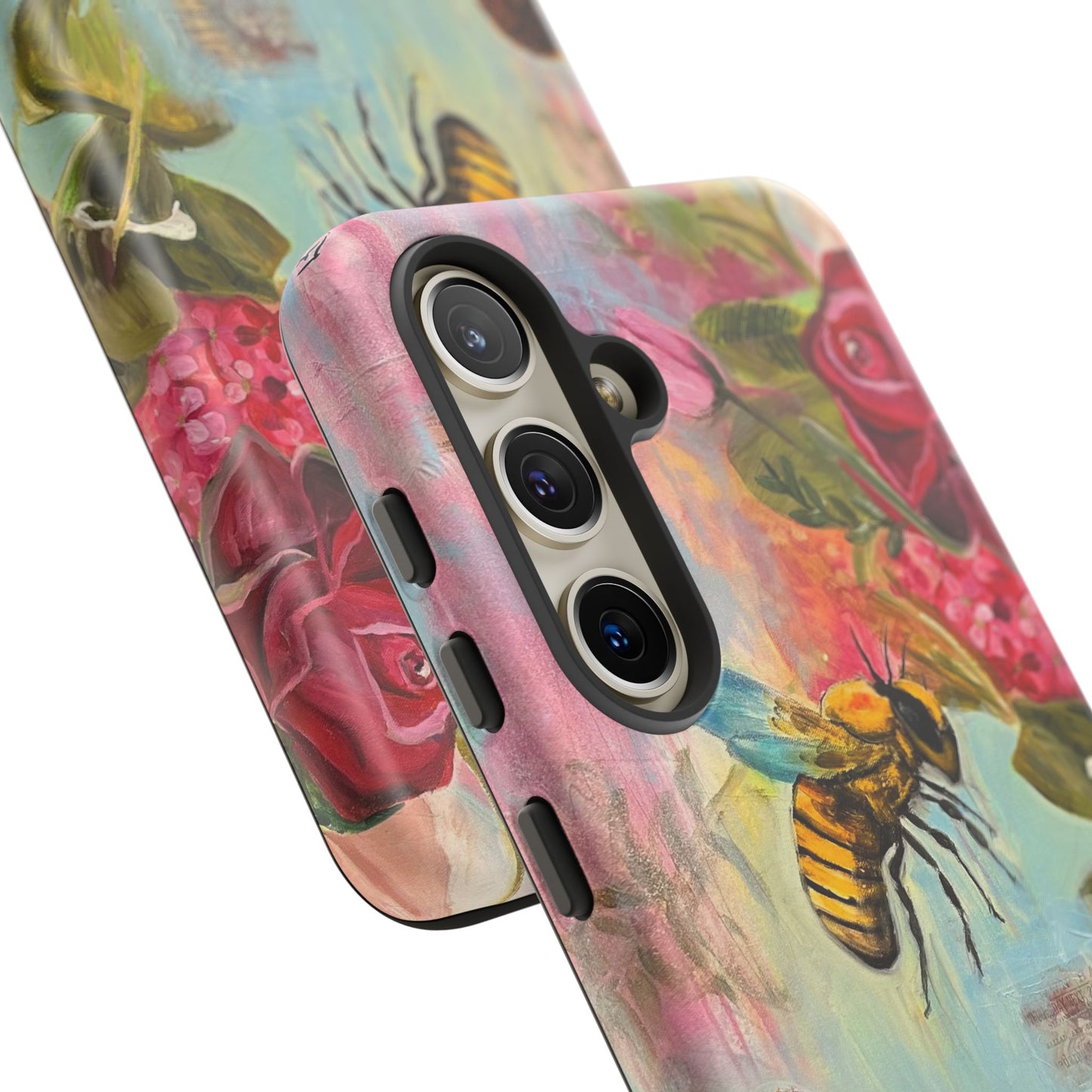 Whispering Necter - Tough Cases, Cute Phone Cover, Nature Lover Gift, Vibrant Floral Design, Bee Art