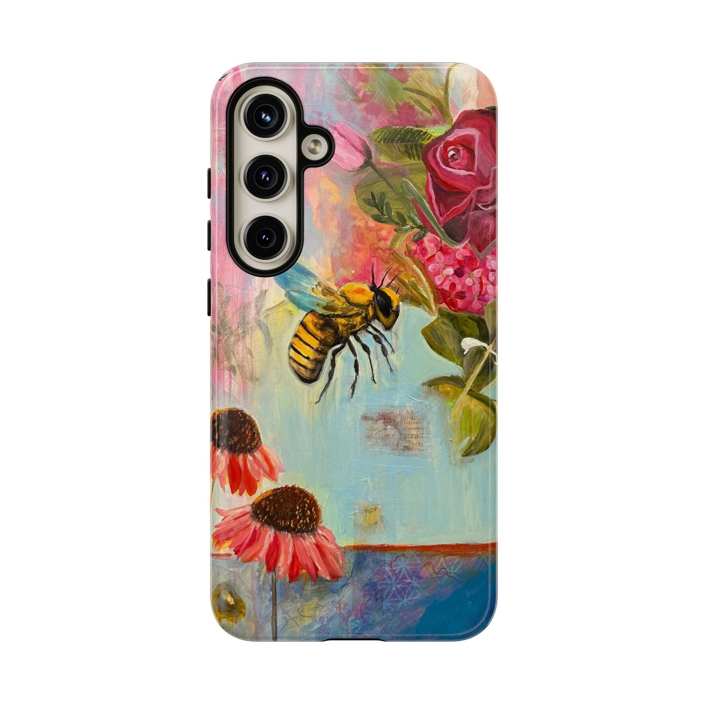 Whispering Necter - Tough Cases, Cute Phone Cover, Nature Lover Gift, Vibrant Floral Design, Bee Art