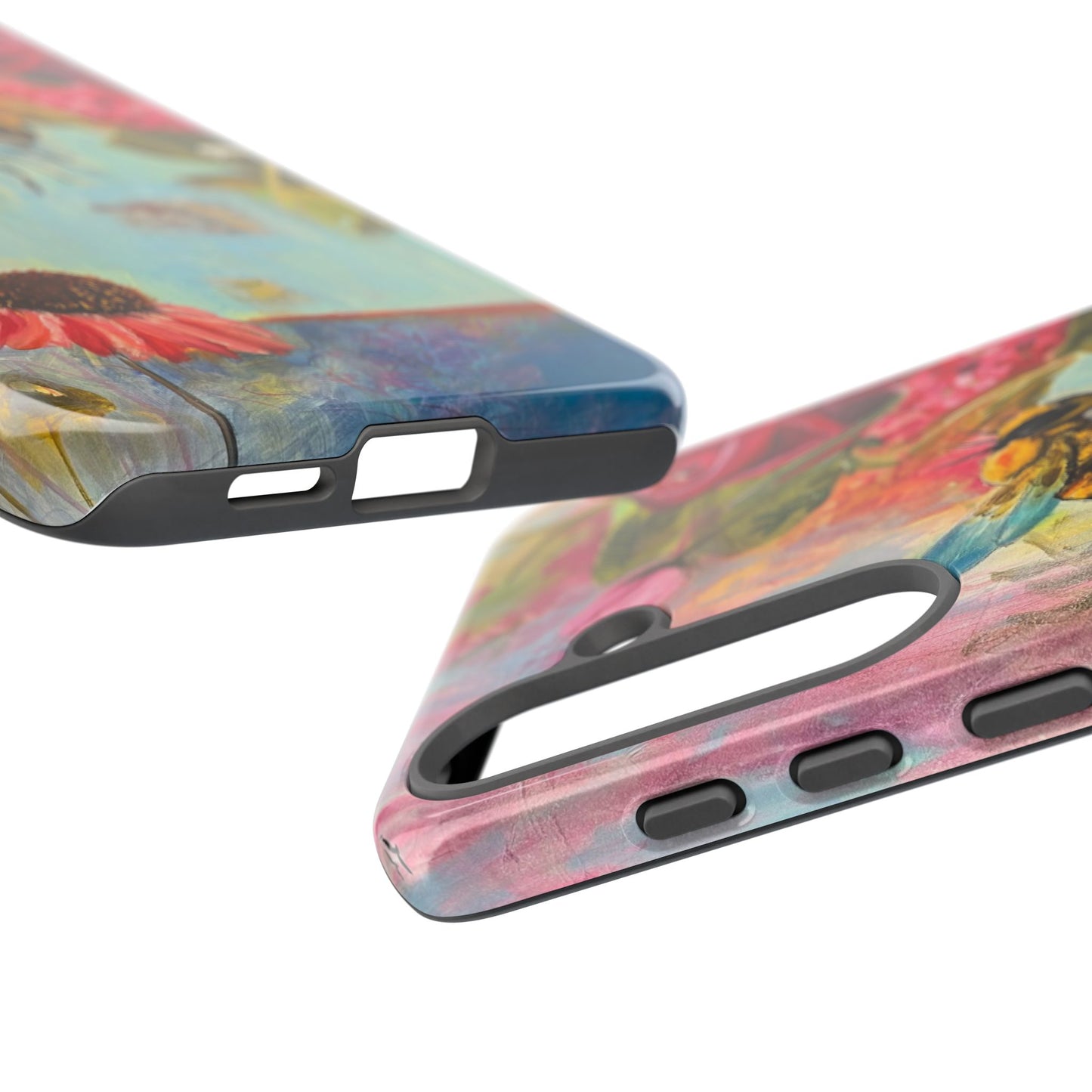 Whispering Necter - Tough Cases, Cute Phone Cover, Nature Lover Gift, Vibrant Floral Design, Bee Art